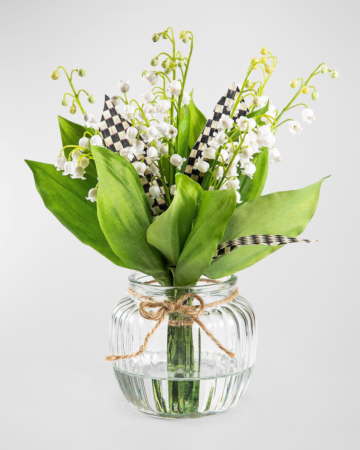Mackenzie-childs Lily Of The Valley Fresh Picks 13" Faux Floral Arrangement In Green