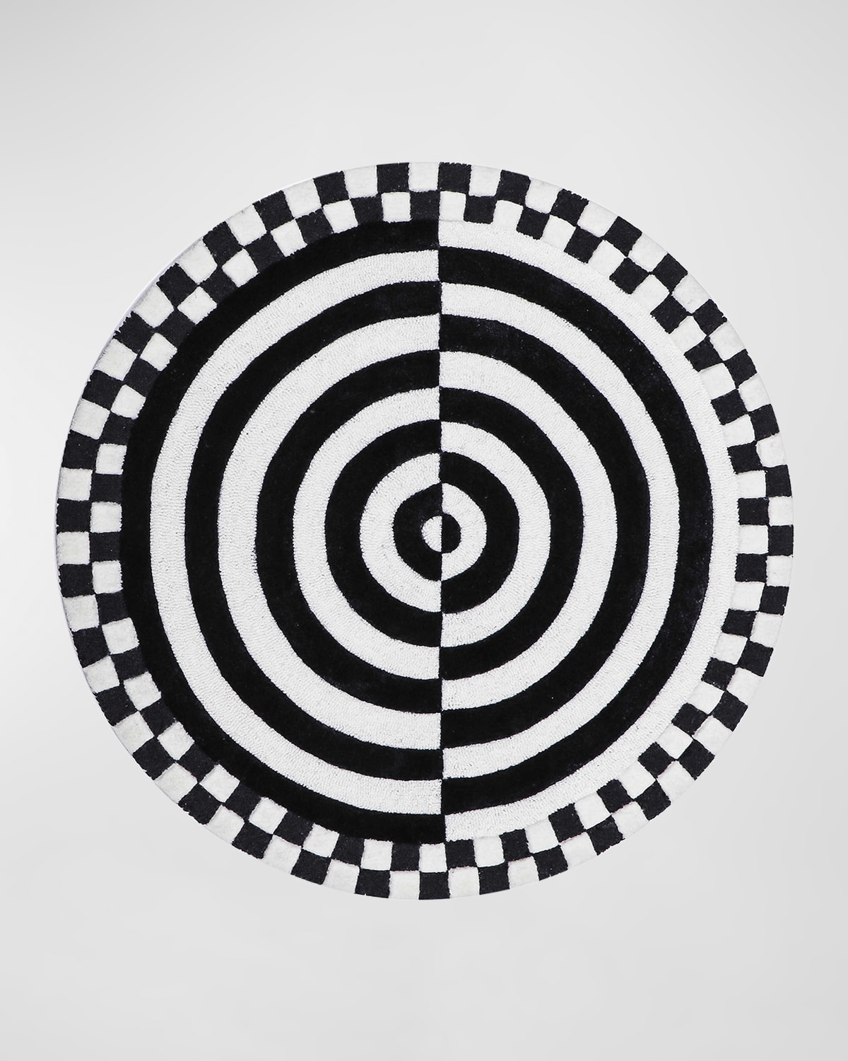 Mackenzie-childs Courtly Check Concentric Circle Rug, 3' Round In Black