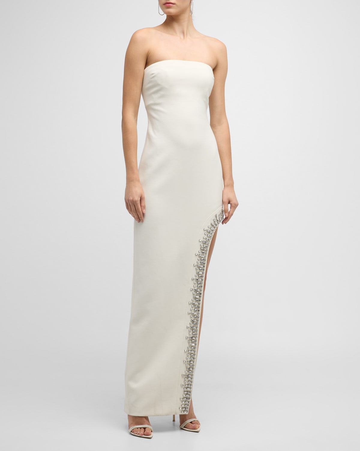 Cinq À Sept Sammy Embellished Strapless Midi Gown In Ivory
