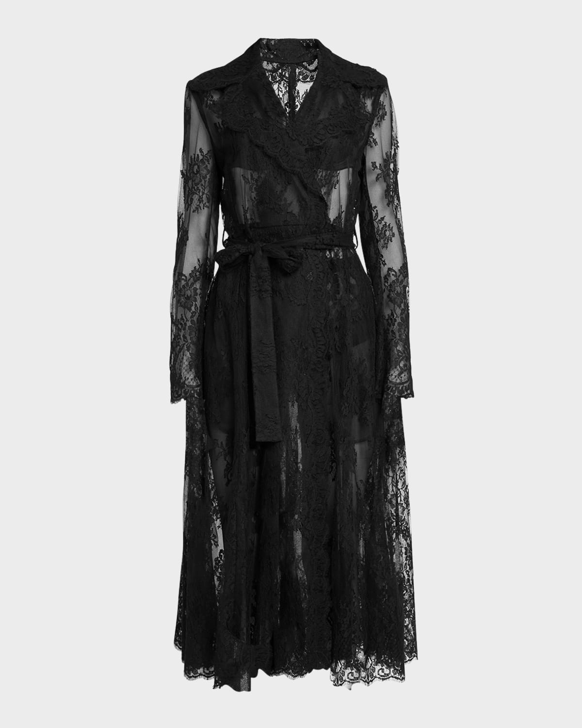 Dolce & Gabbana Dolce&gabbana Sheer Lace Trench Coat In Black