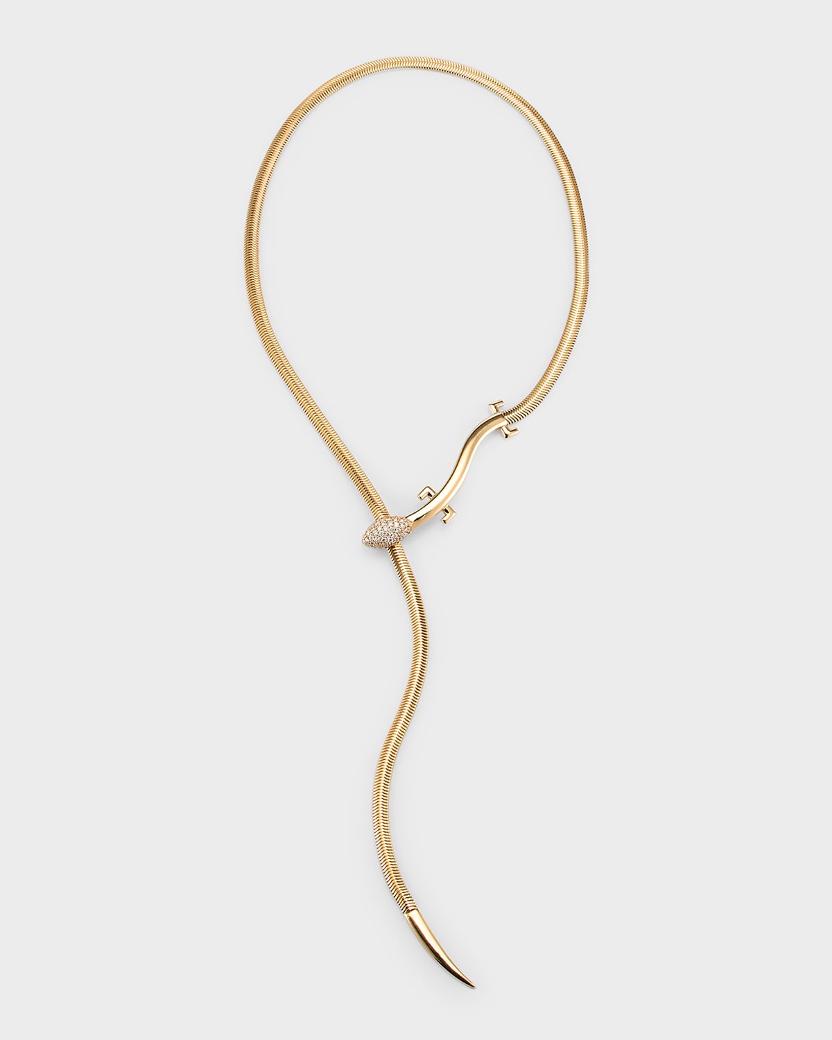 18K Yellow Gold Origin Lariat with Pave Diamonds