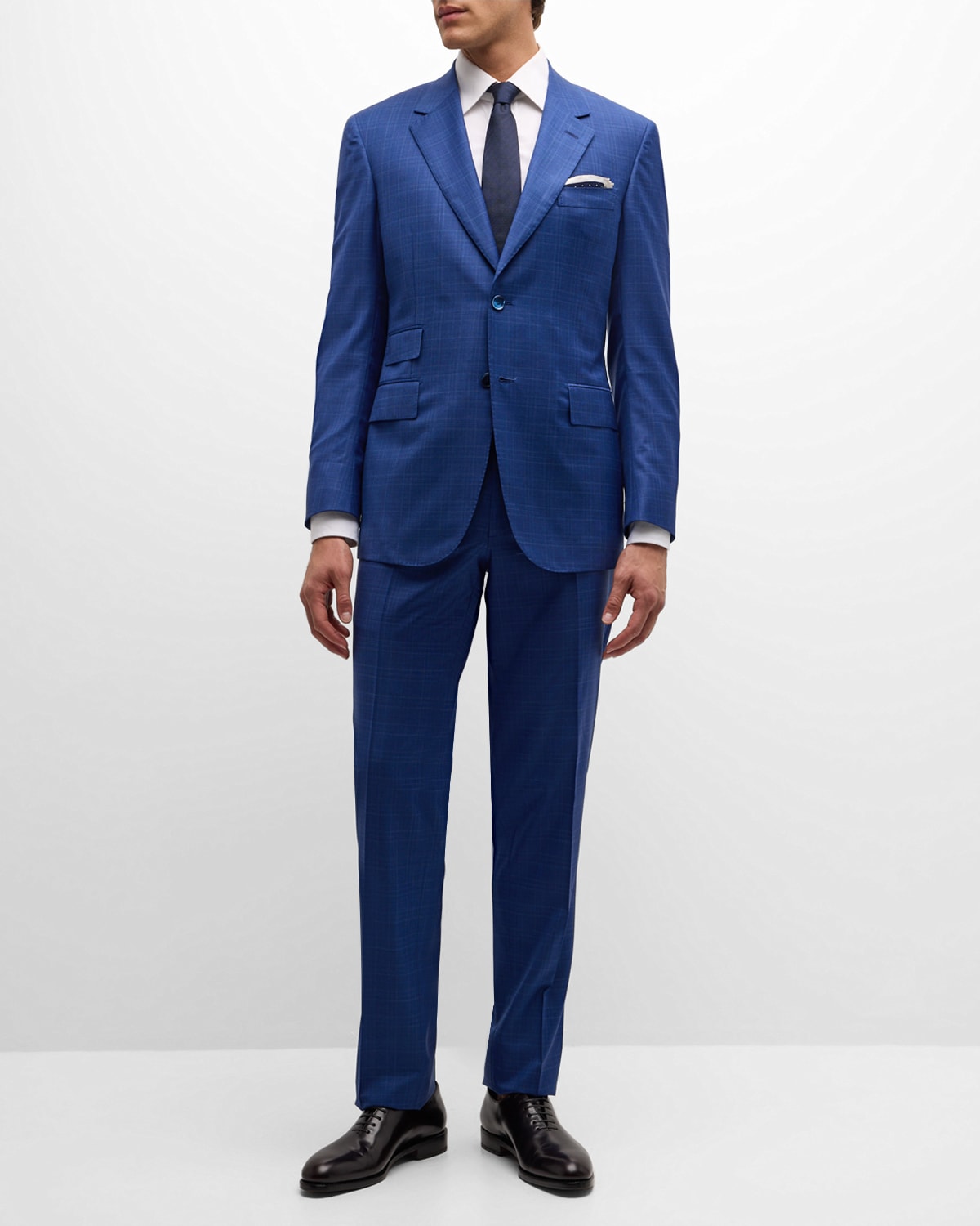Shop Stefano Ricci Men's Wool Plaid Suit In Blue