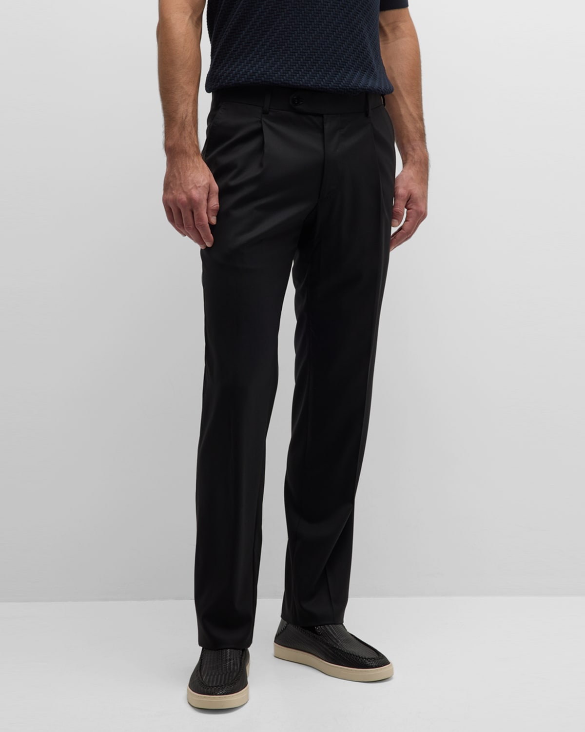 Stefano Ricci Men's Straight-leg Pleated Trousers In Black