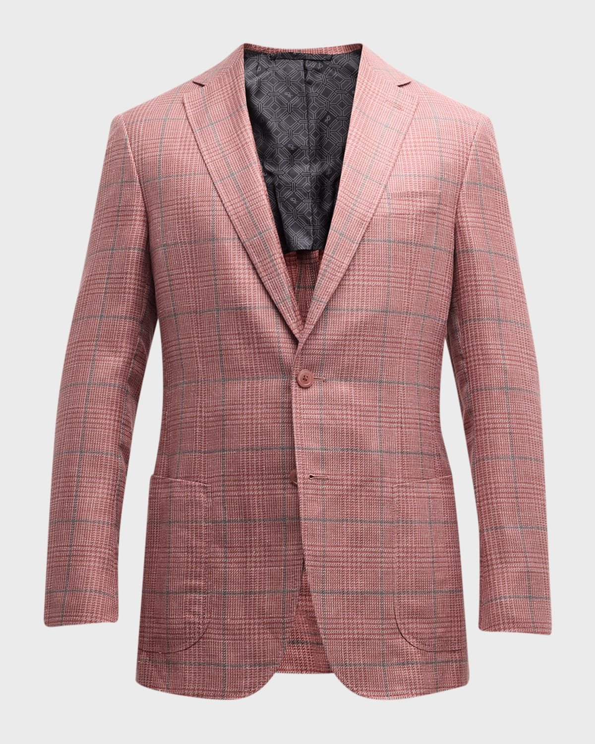 Stefano Ricci Men's Cashmere Plaid Jacket In Pink