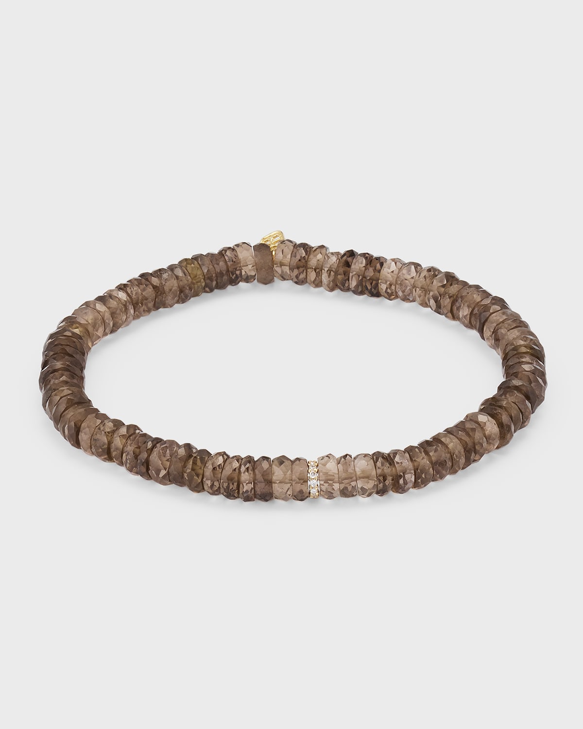 Sydney Evan Diamond Rondelle & Faceted Smokey Topaz Bead Bracelet In Brown