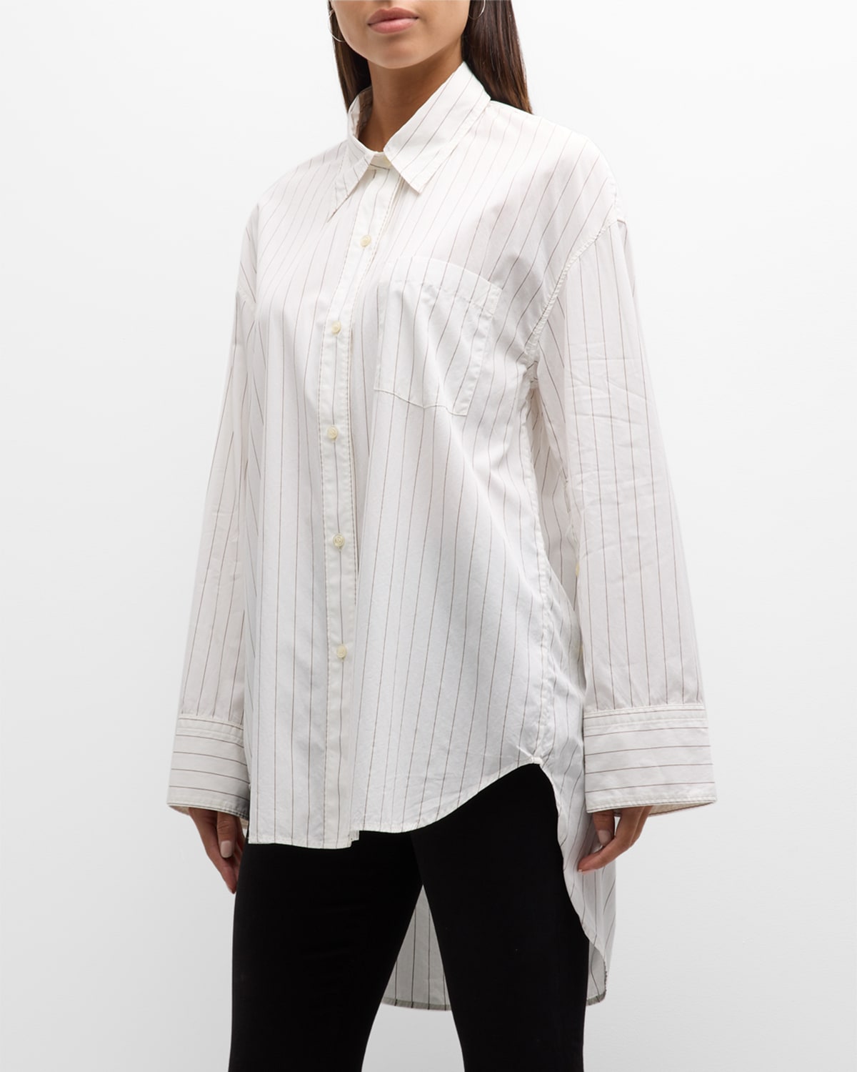 Cocoon Oversized Stripe Button-Front Shirt