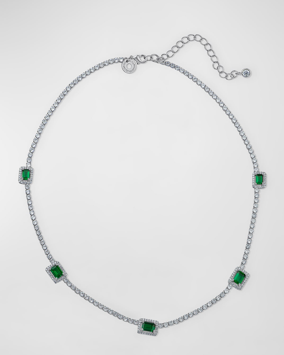 Kenneth Jay Lane Round Emerald Pave Cubic Zirconia 5-station Necklace In Green