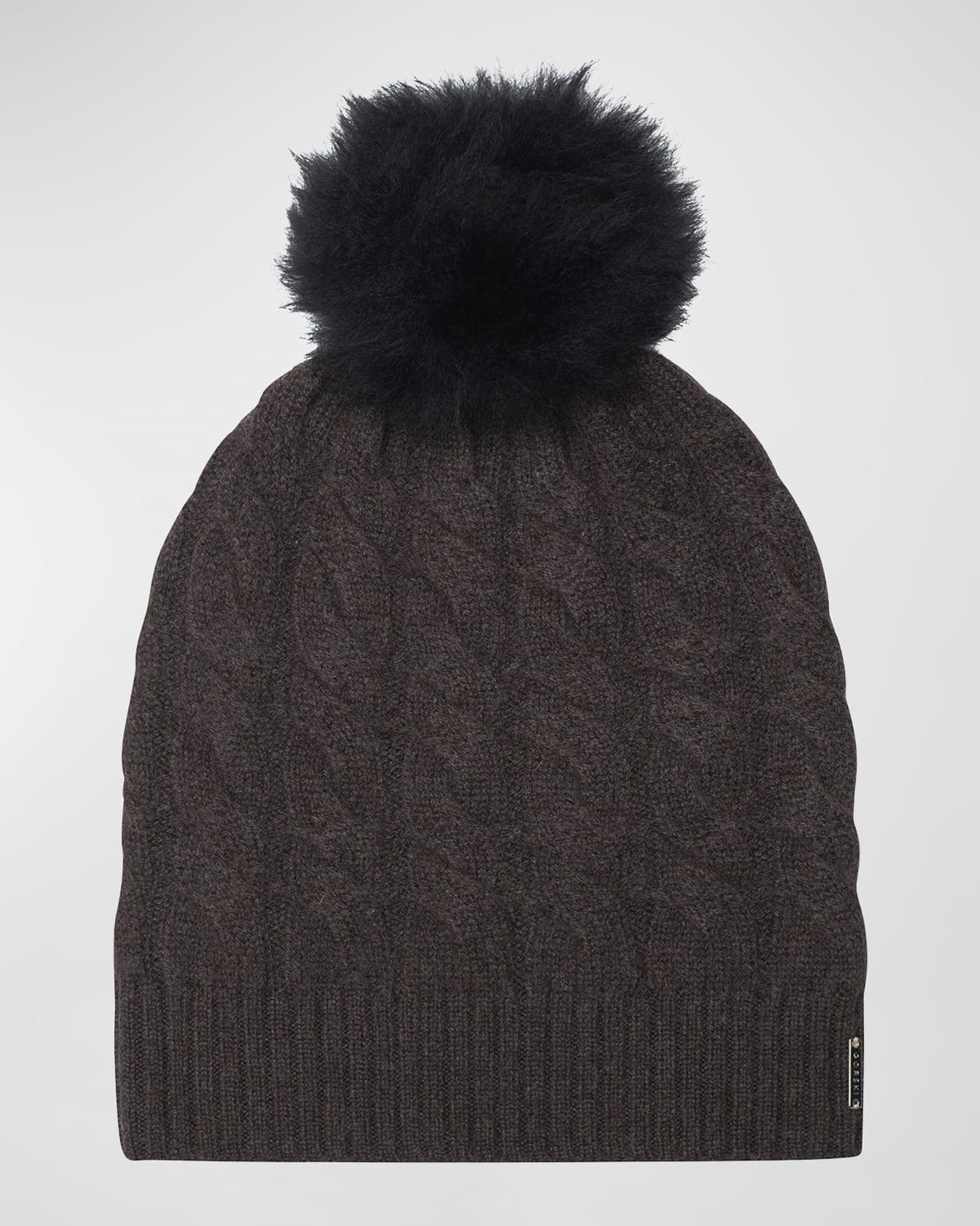 Gorski Cashmere Knit Toscana Lamb Pom Beanie In Brown Black