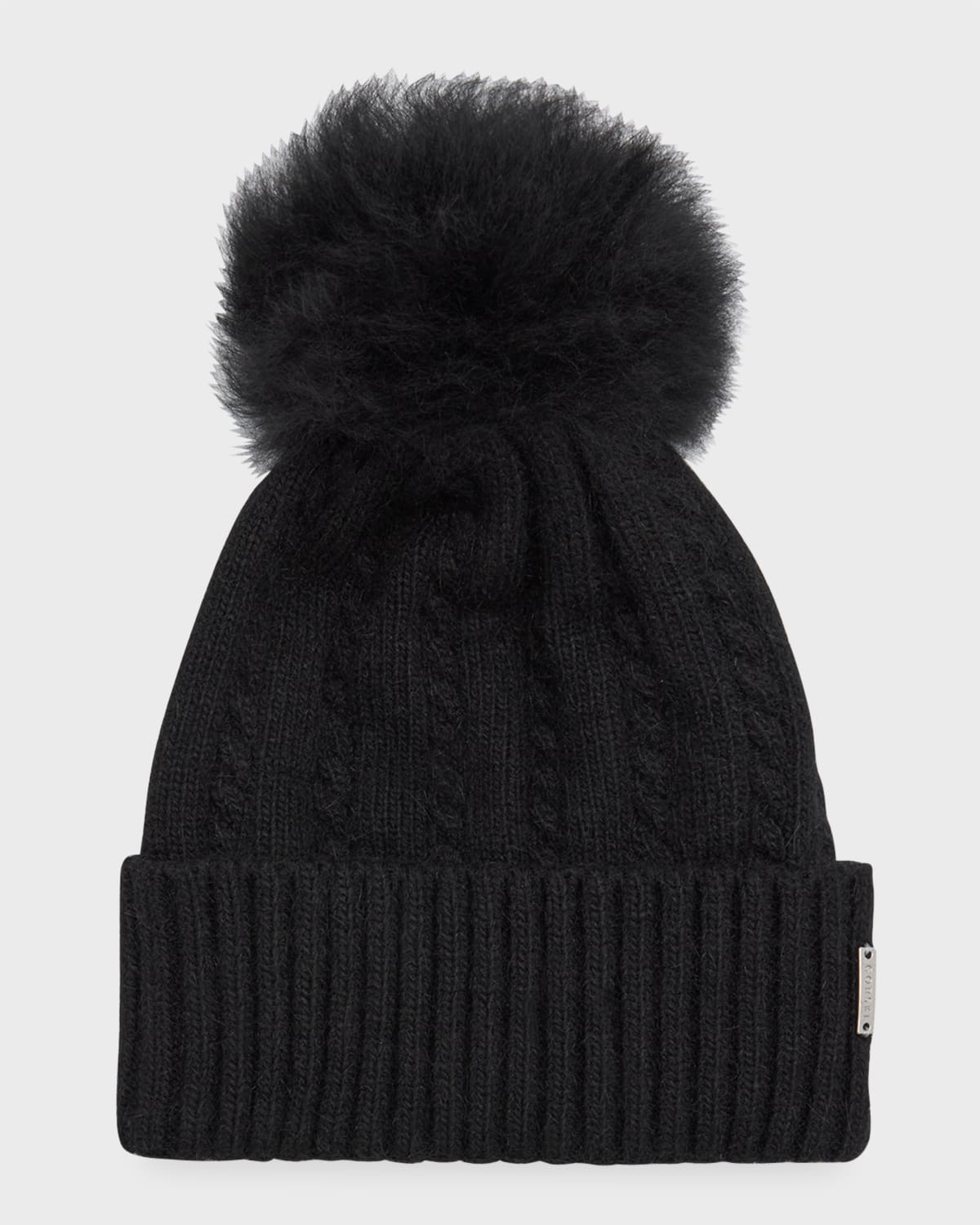 Gorski Cable-knit Toscana Lamb Pom Beanie In Black Black