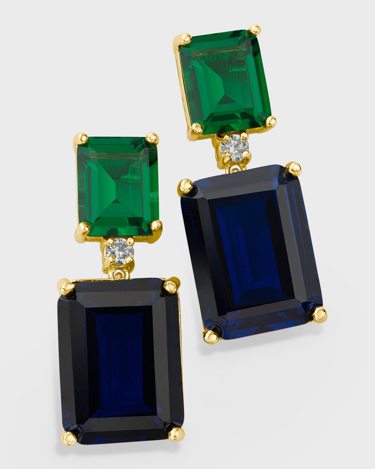 Kenneth Jay Lane Emerald-cut Cubic Zirconia Drop Earrings In Blue/green