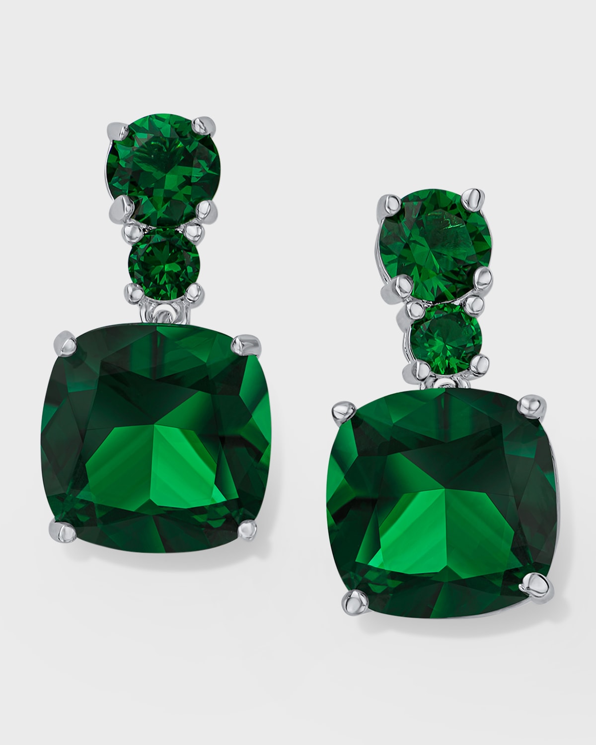 Kenneth Jay Lane Cushion-cut Cubic Zirconia Drop Post Earrings In Green