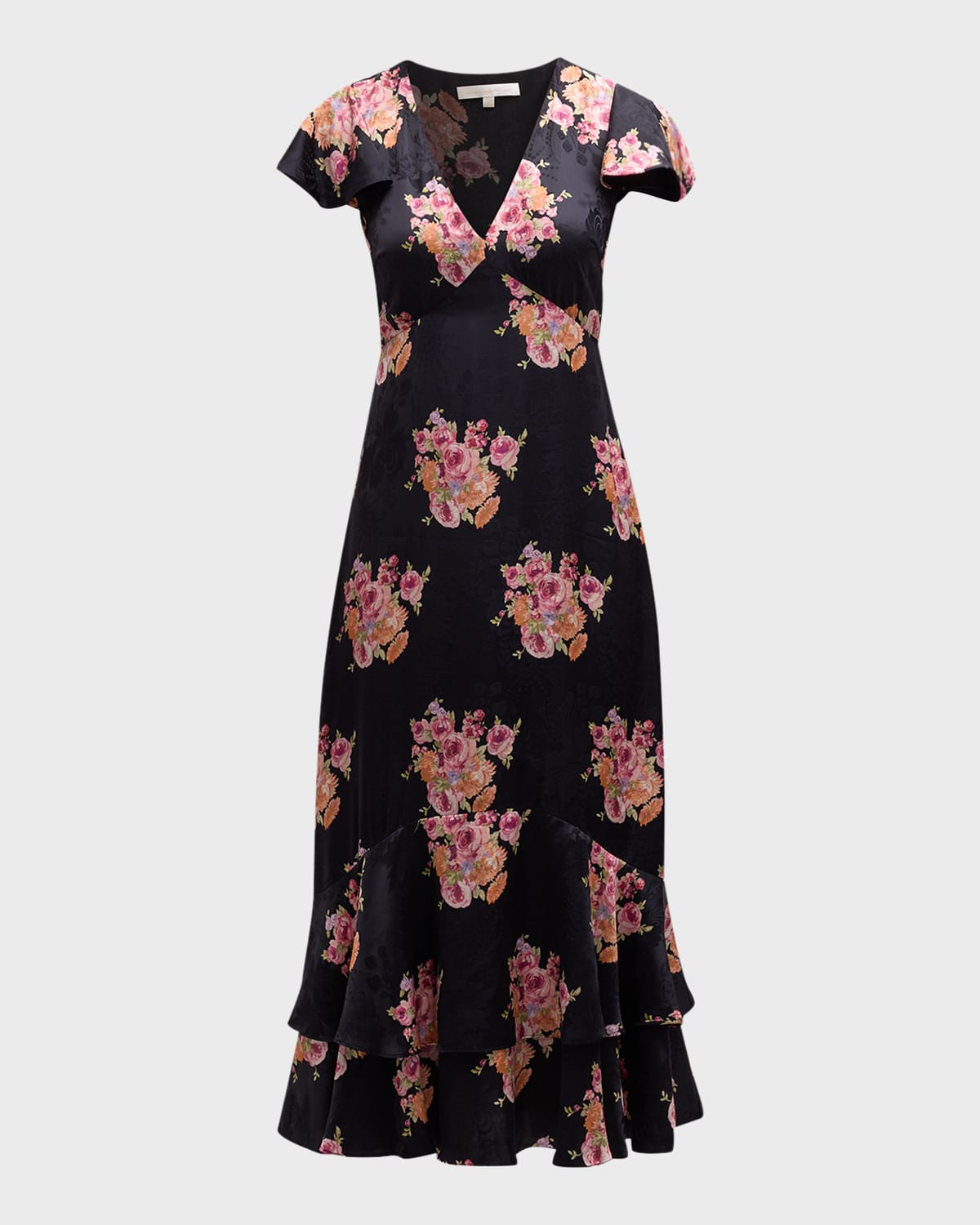 LOVESHACKFANCY ELOWEN FLORAL SILK-BLEND MIDI DRESS