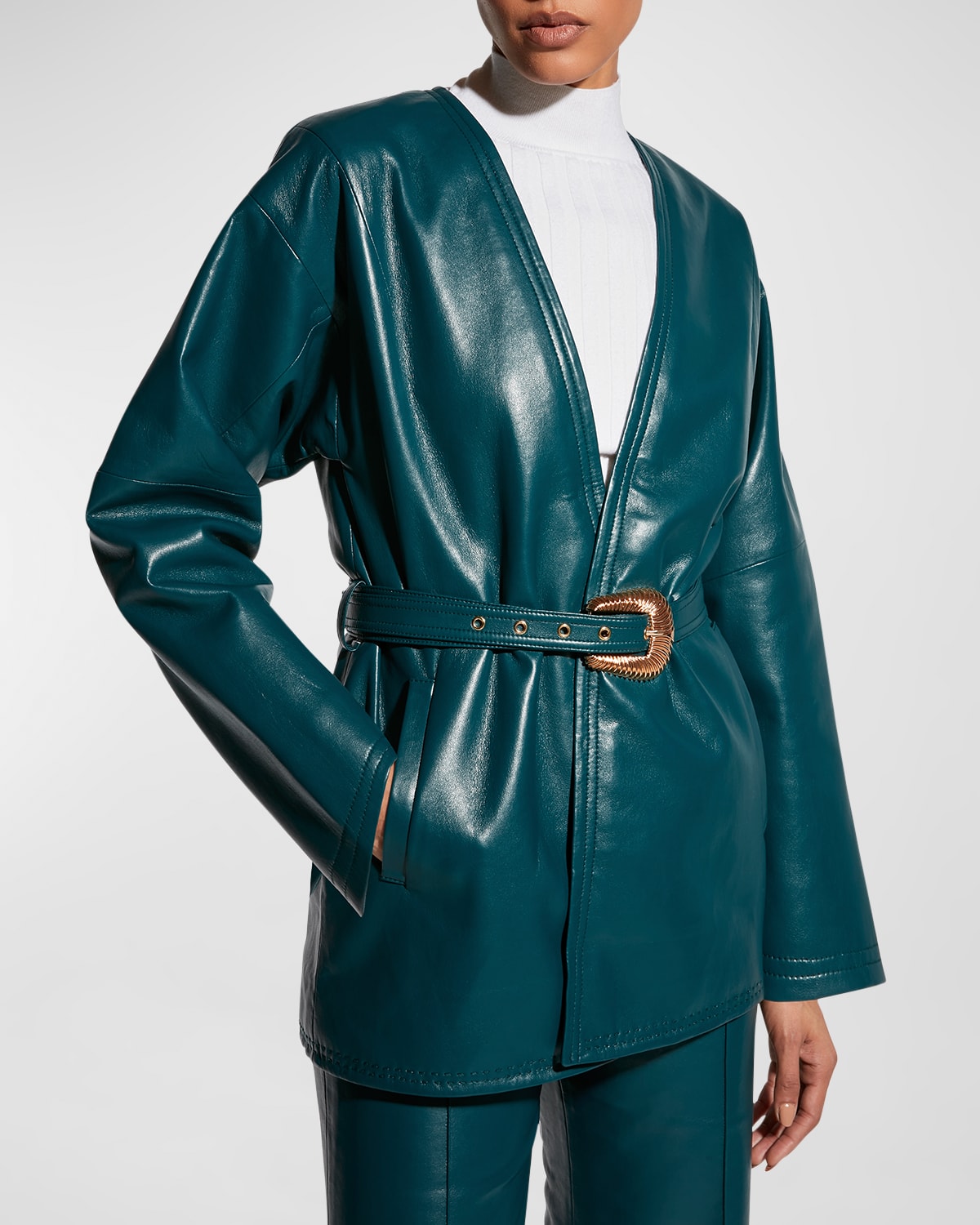 Jasper Belted Recycled Leather Coat