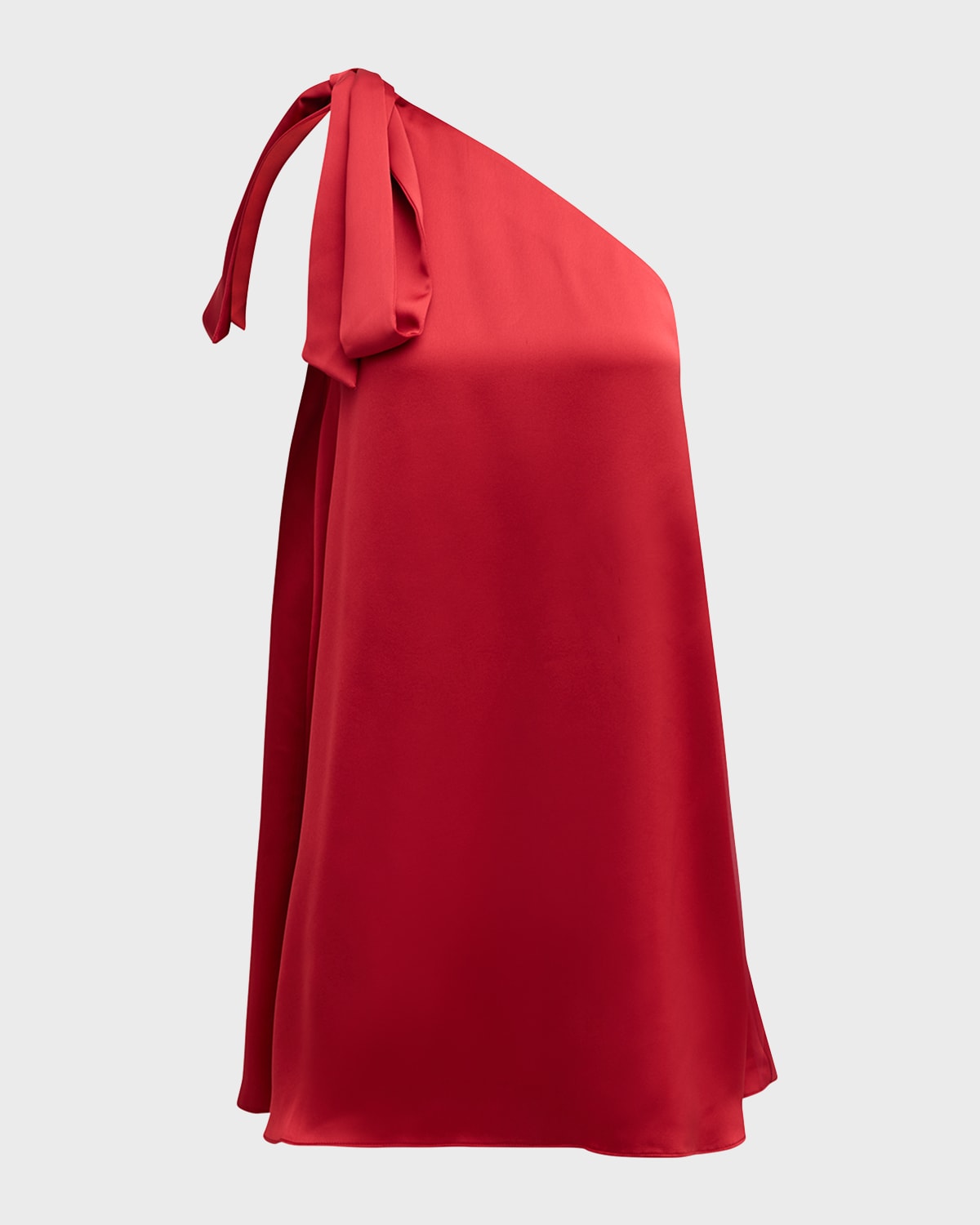 Ramy Brook Harmoni One-shoulder Satin Mini Dress In Ruby