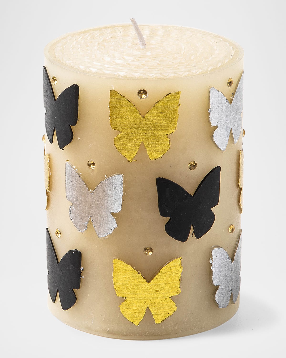 Mackenzie-childs Butterfly Silver/gold 4" Pillar Candle