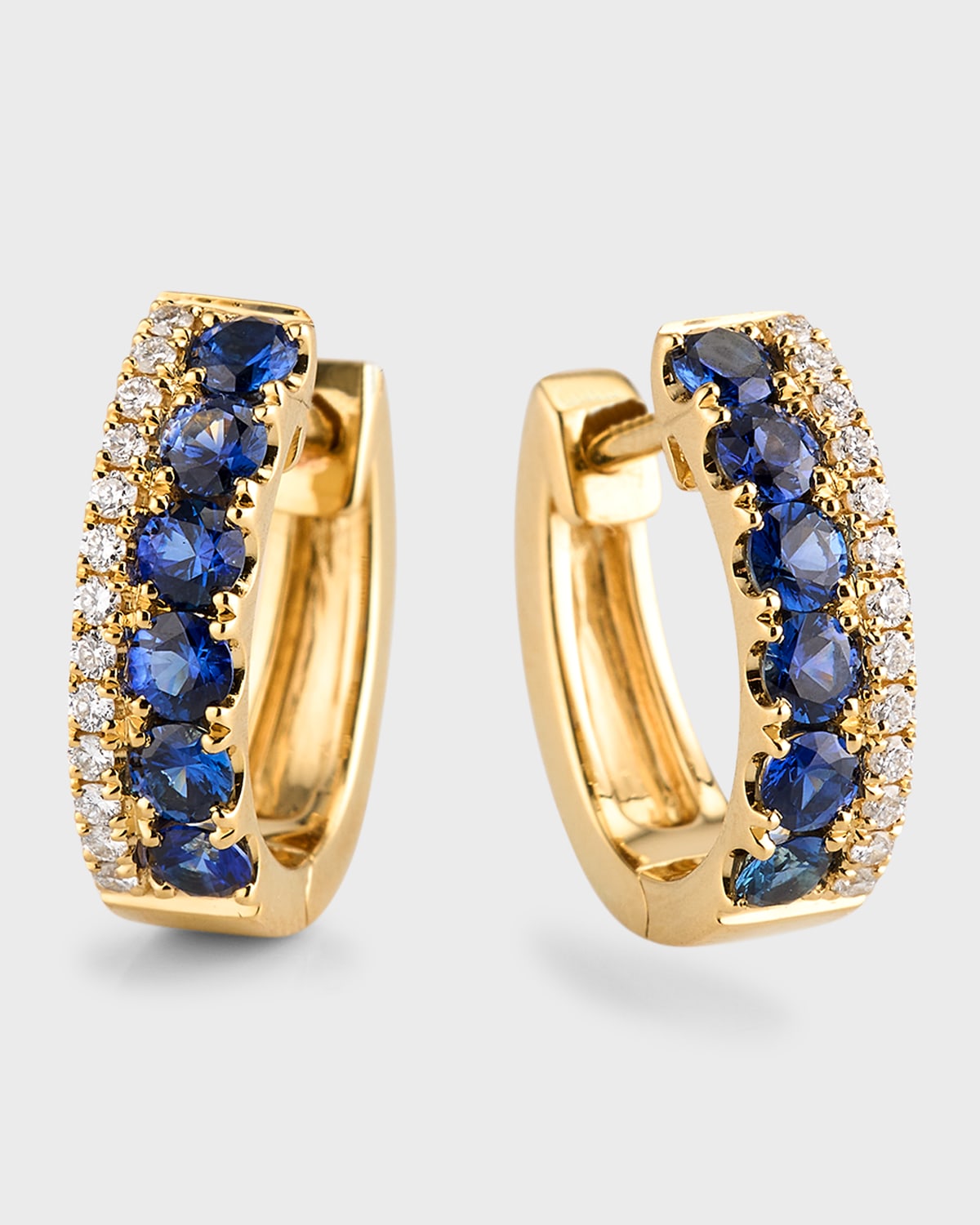 Frederic Sage 18k Yellow Gold Sapphire And Diamond Huggie Earrings In Blue