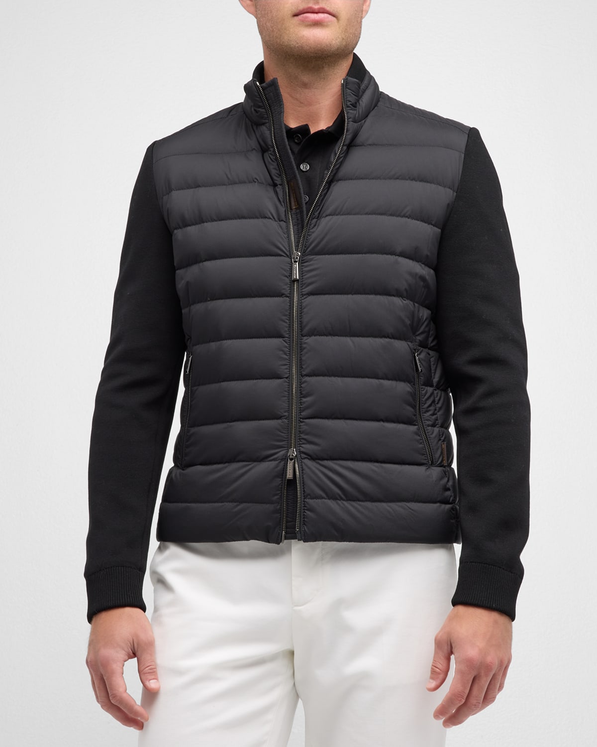 Moorer Men's Hybrid Full-zip Jacket In Black