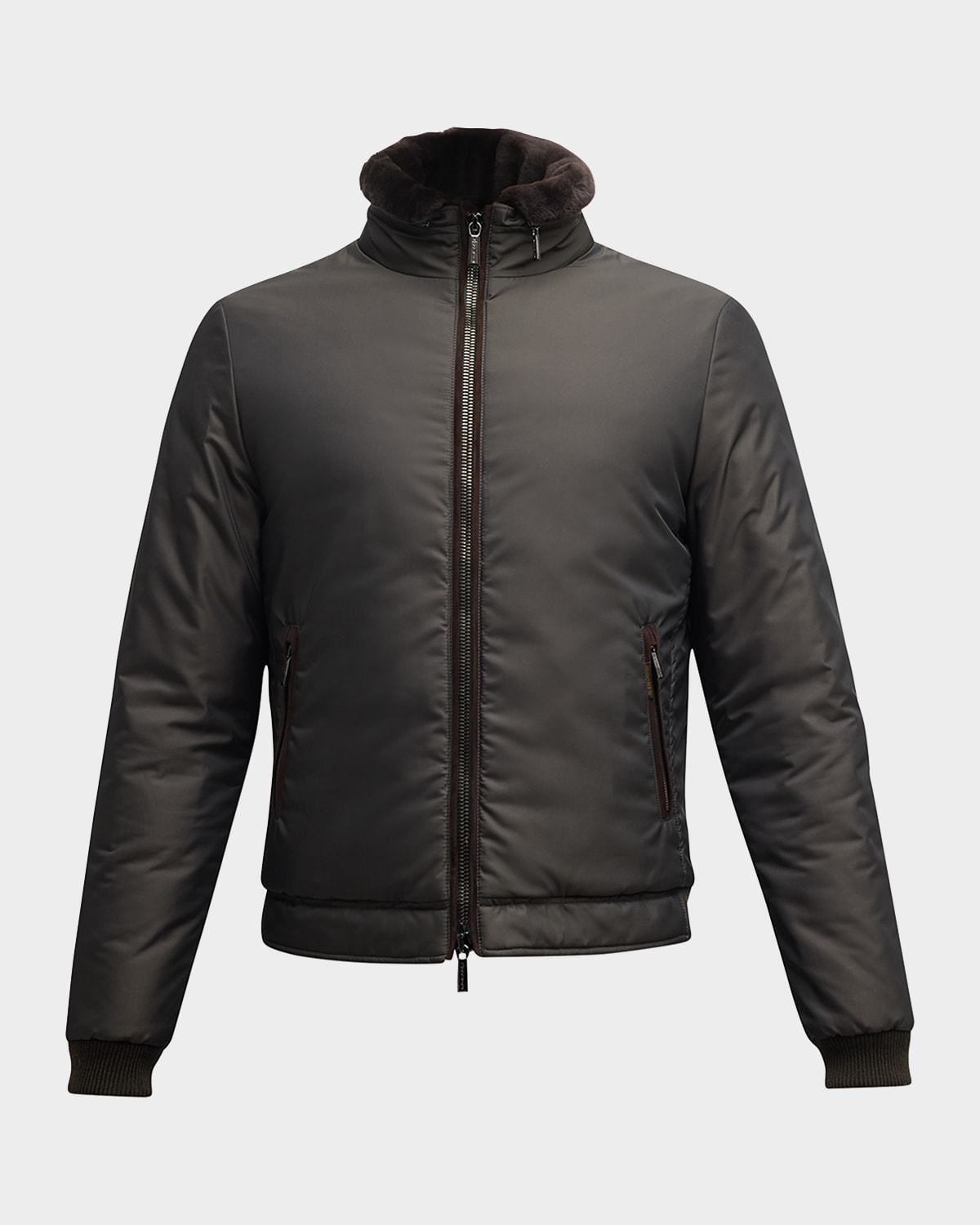 Men's Bomber Jacket with Shearling Collar