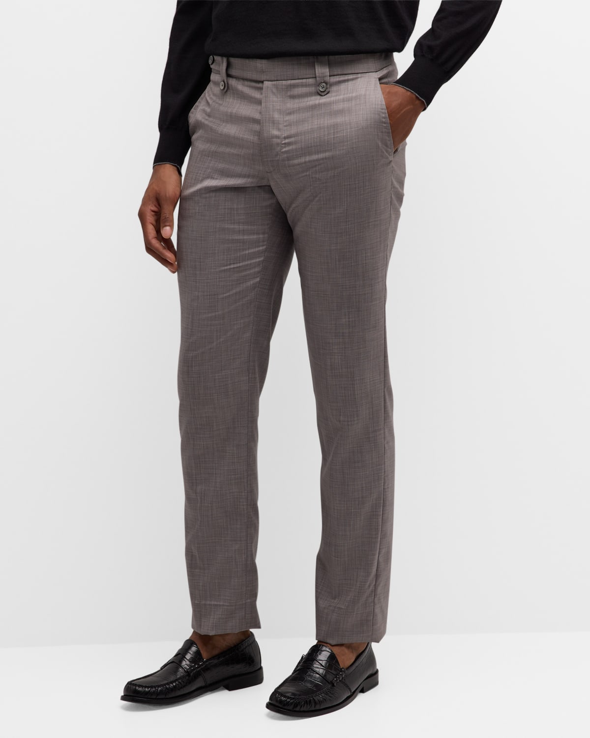 Shop Stefano Ricci Men's Flat Front Trousers In Beige