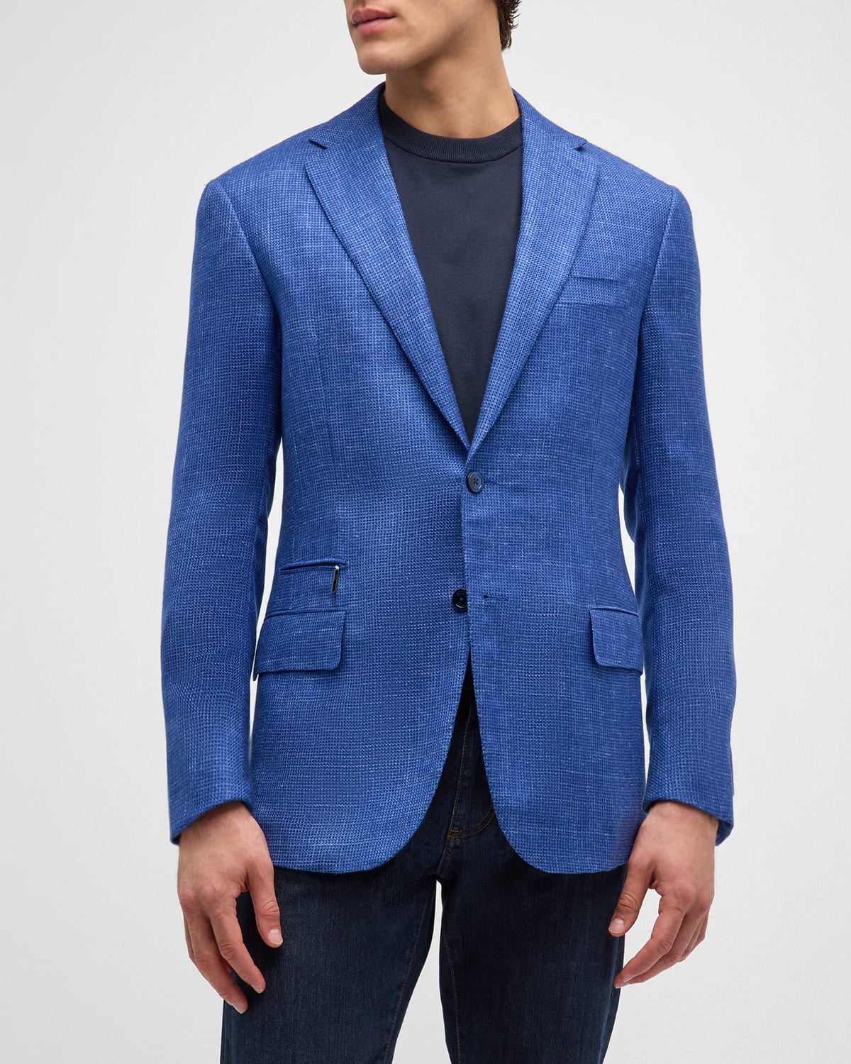 Shop Stefano Ricci Men's Solid Two-button Blazer In Blue