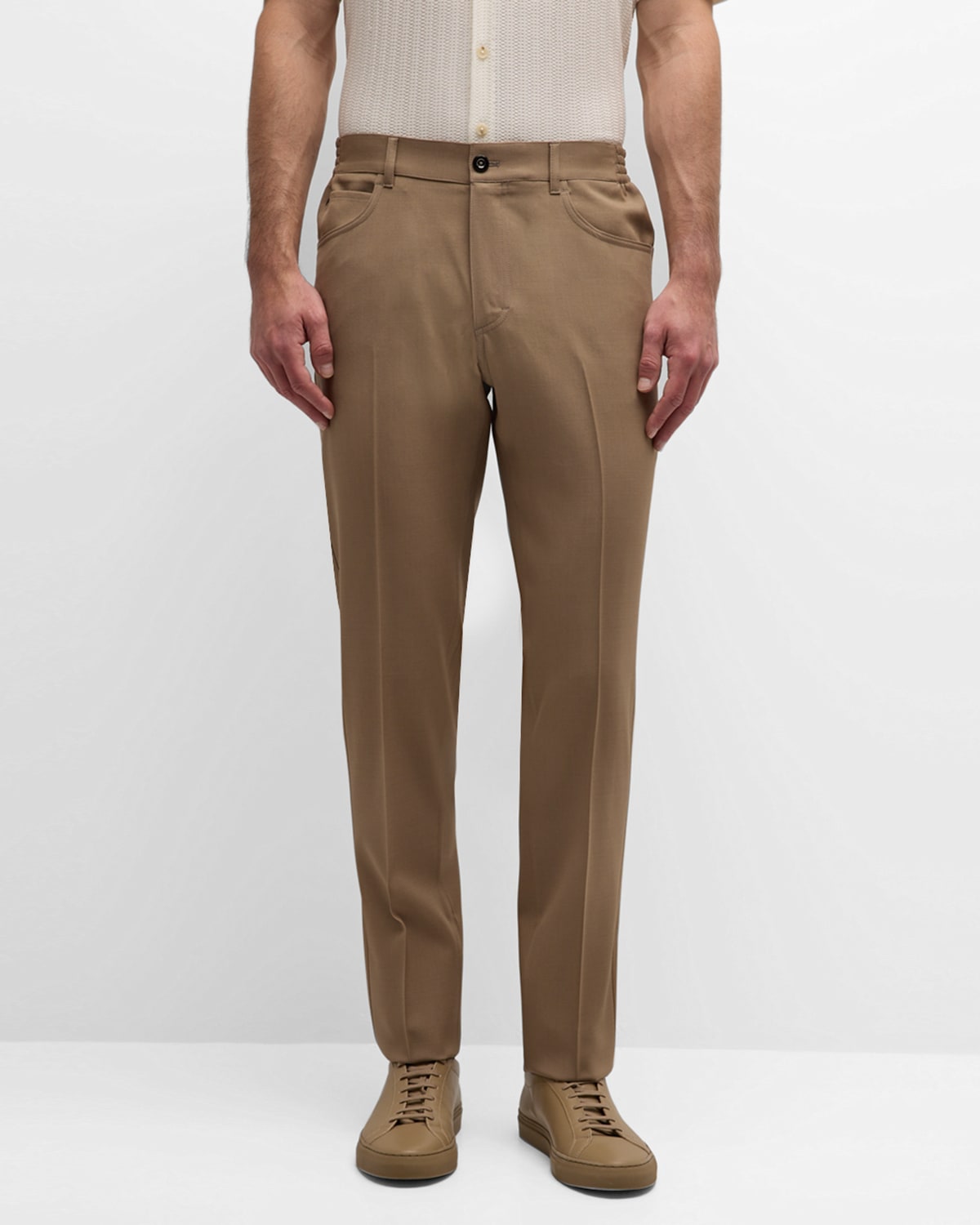 Shop Stefano Ricci Men's Wool Stretch 5-pocket Pants In Brown