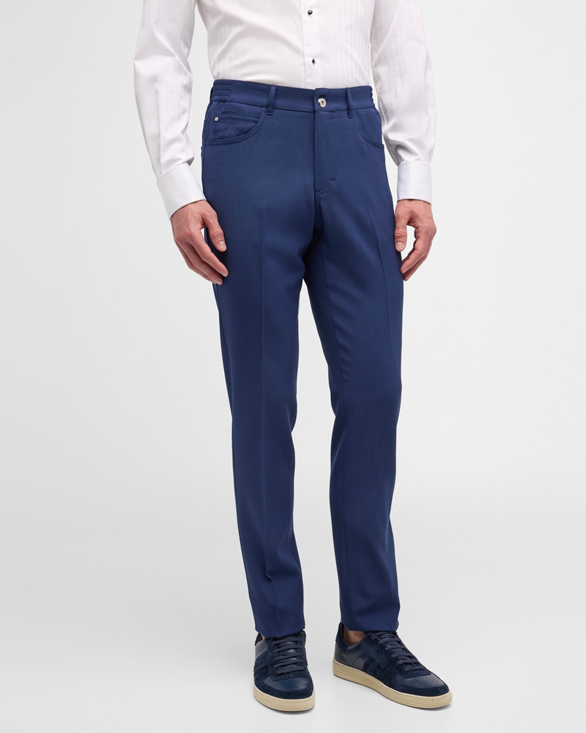 Shop Stefano Ricci Men's Wool Stretch 5-pocket Pants In Blue