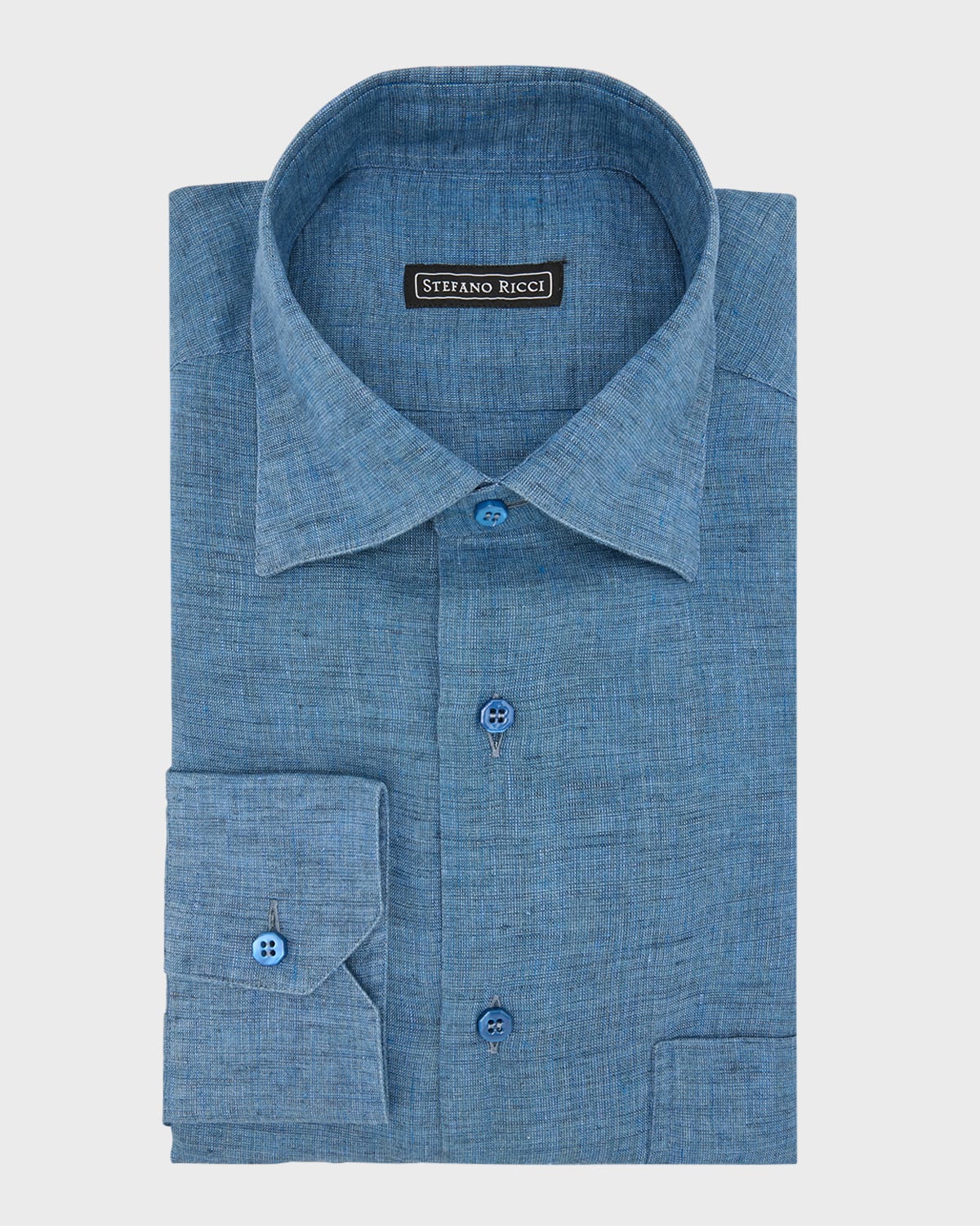 Shop Stefano Ricci Men's Linen Sport Shirt In Light Blue