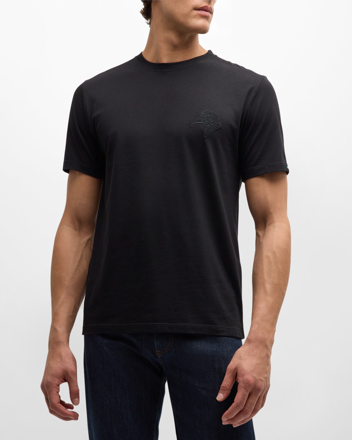 Shop Stefano Ricci Men's Cotton Embroidered T-shirt In Black