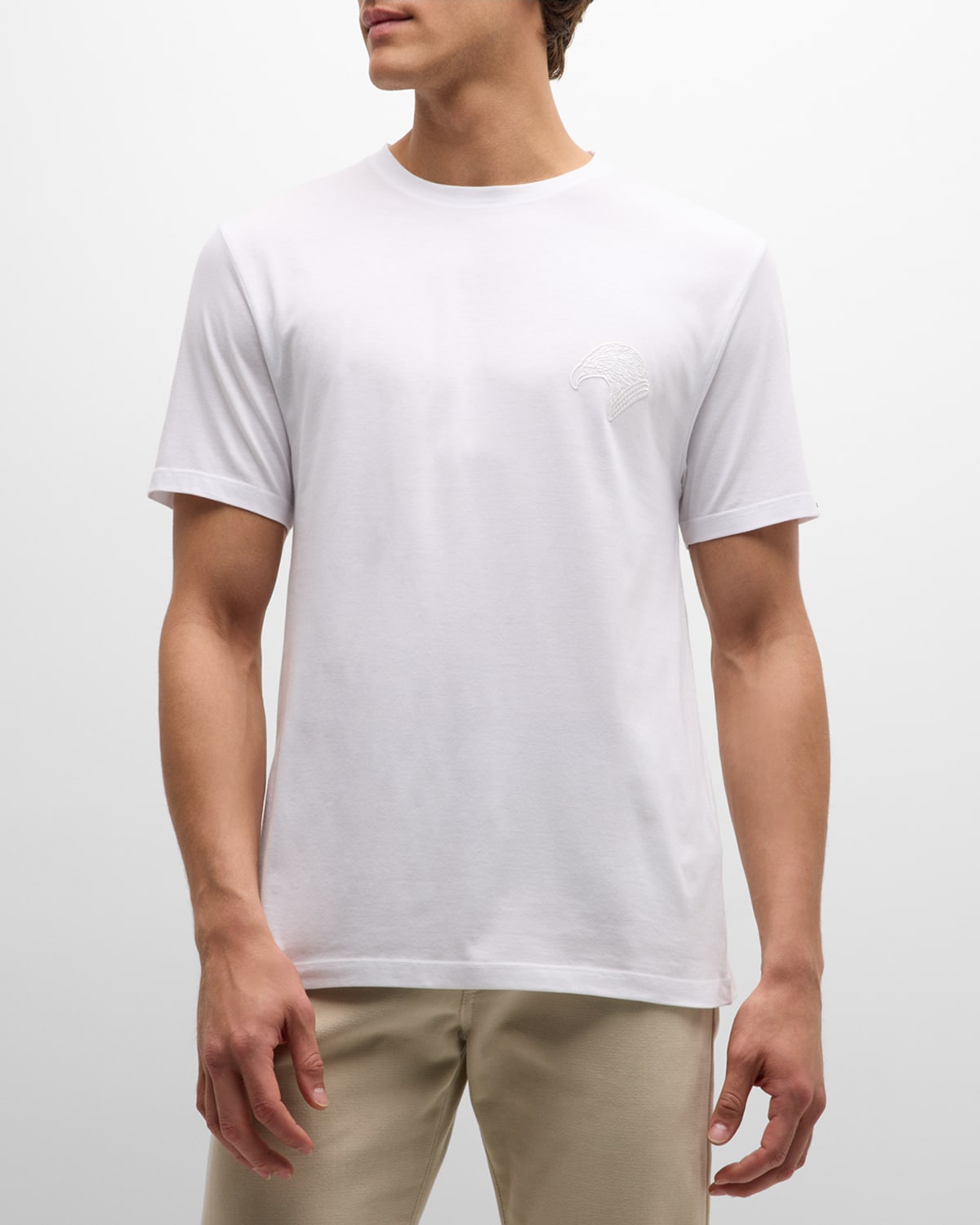 Shop Stefano Ricci Men's Cotton Embroidered T-shirt In White