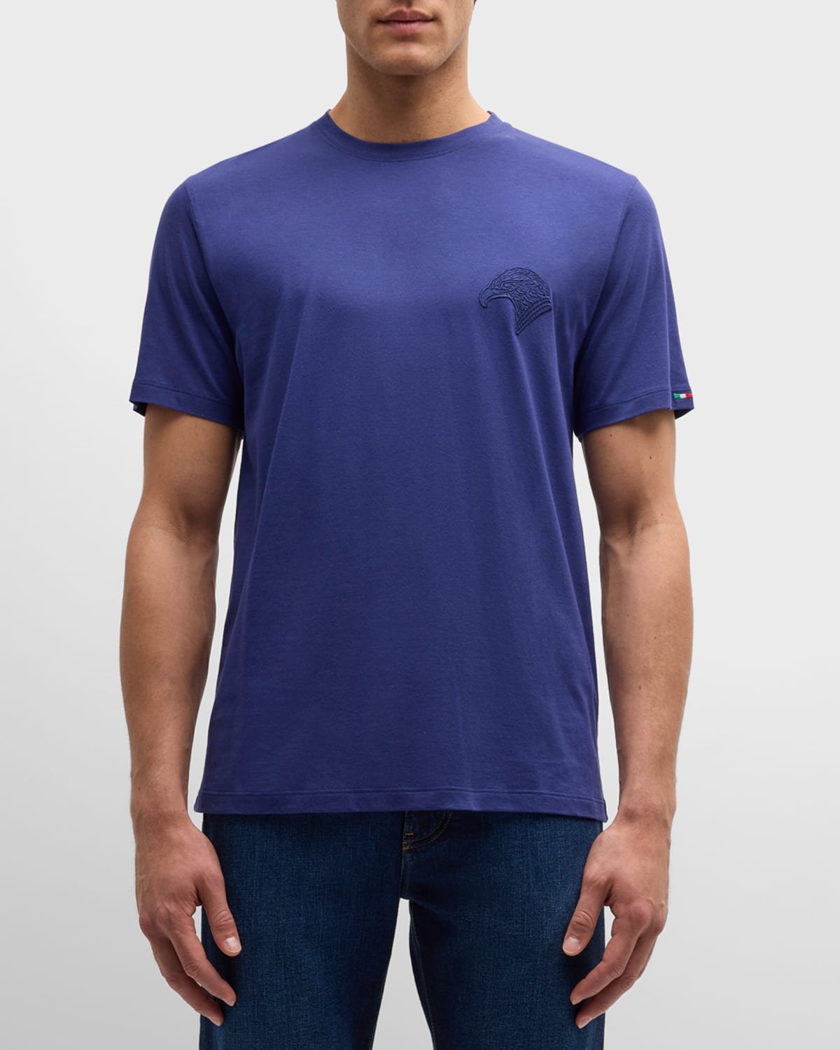 Shop Stefano Ricci Men's Cotton Embroidered T-shirt In Blue