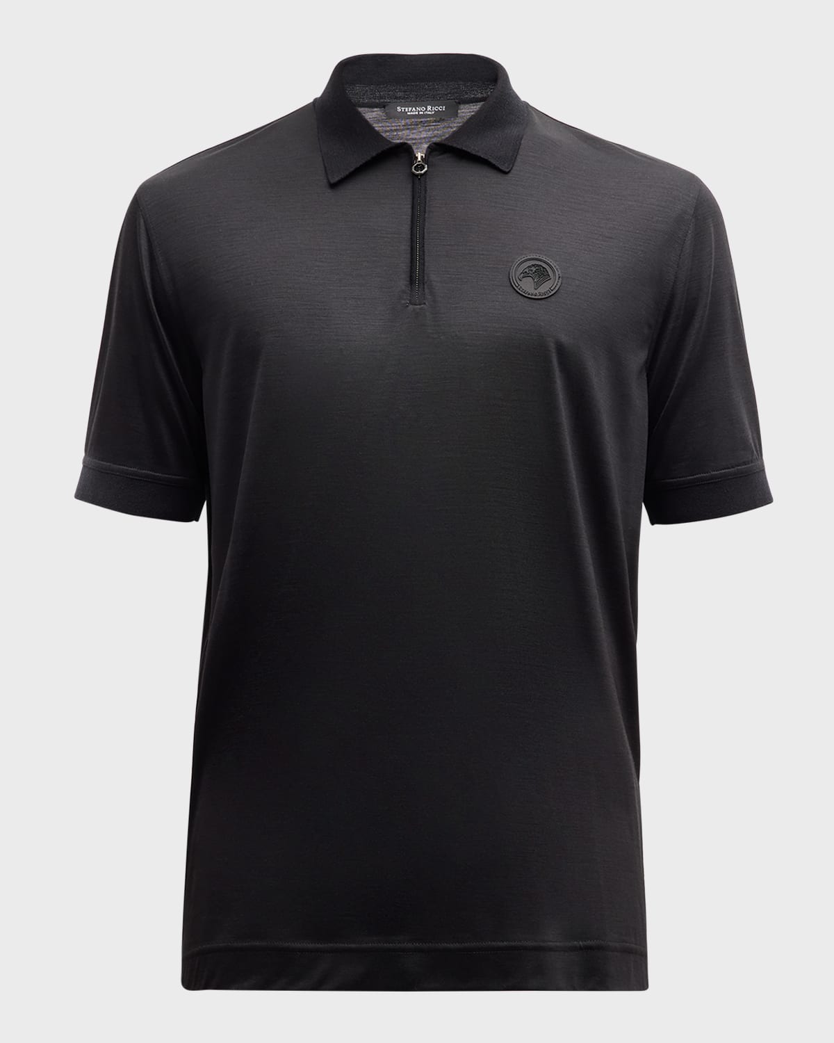 Men's Wool Knit Quarter-Zip Polo Shirt