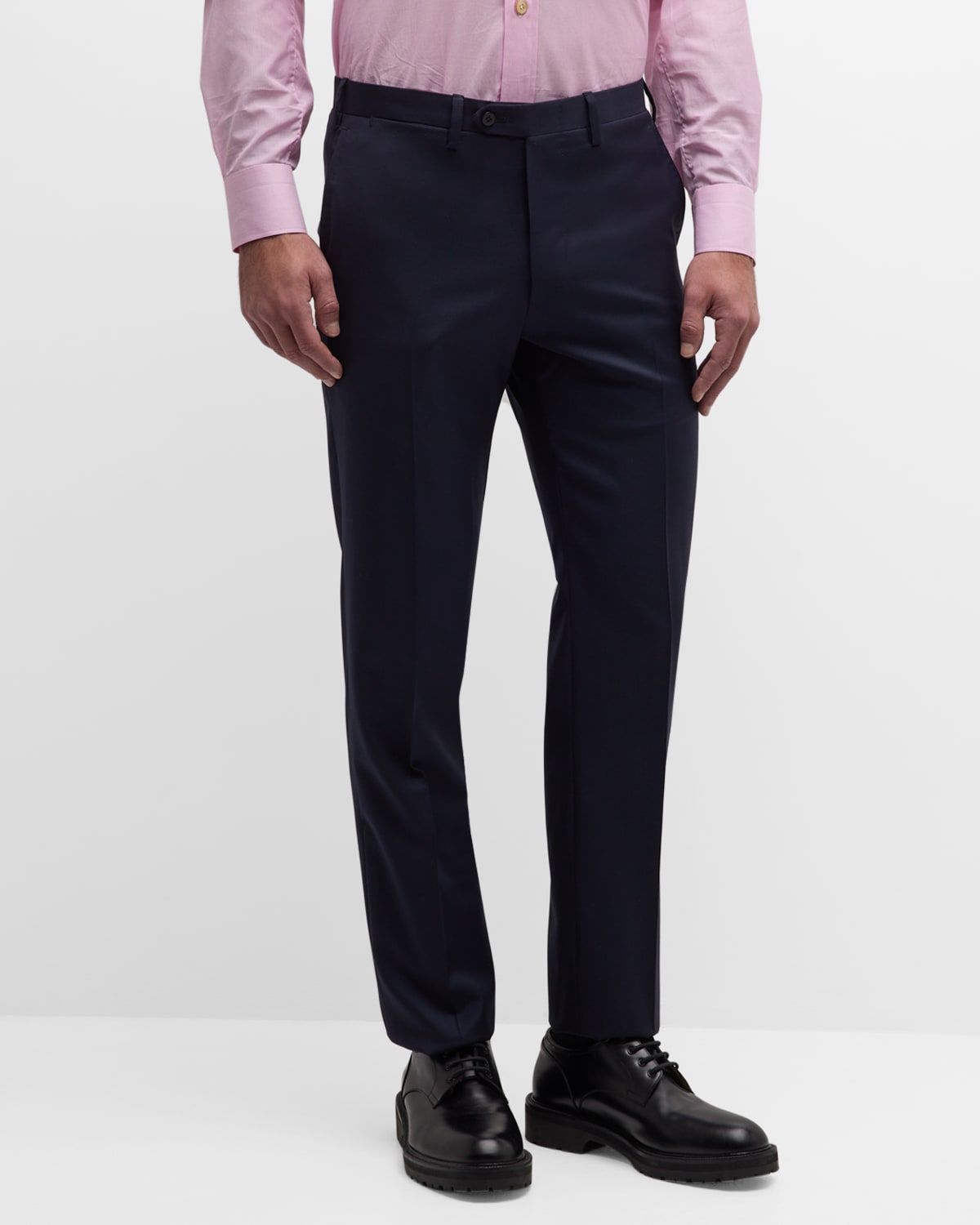Kiton Men's Solid Twill Trousers In Navy