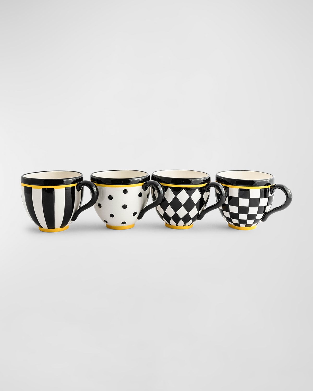 Mackenzie-childs Courtly Mugs, Set Of 4 In Black