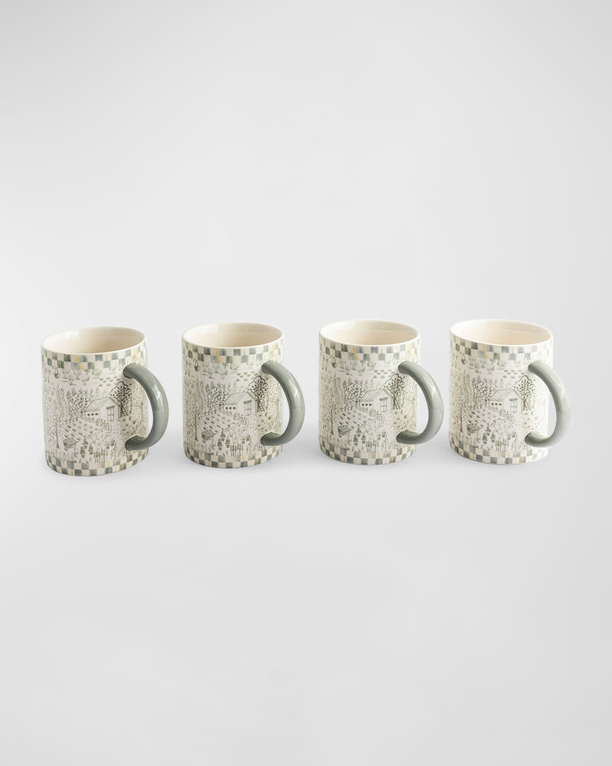 Mackenzie-childs Sterling Cottage Mugs, Set Of 4 In Neutral