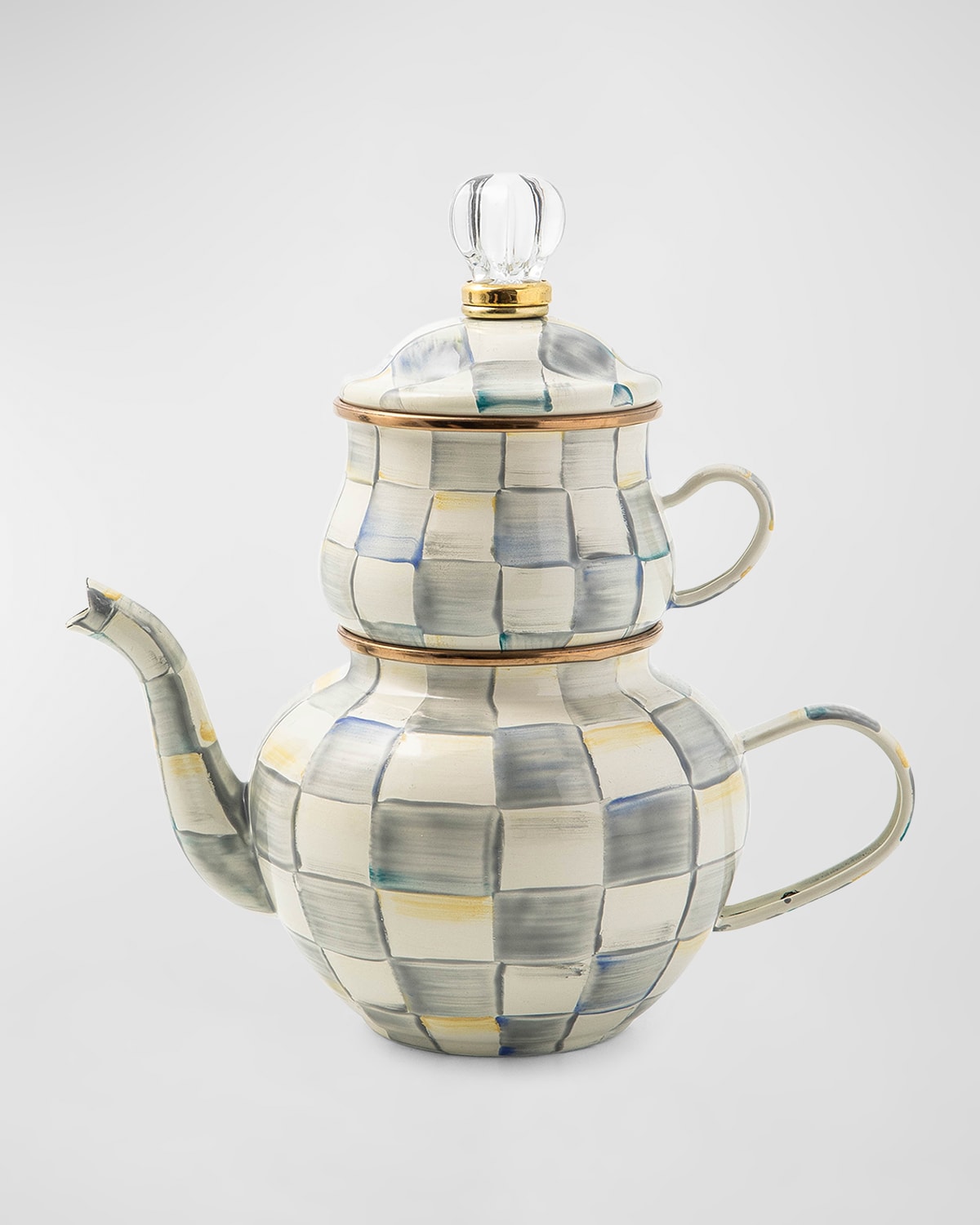 Mackenzie-childs Sterling Check High Tea Set