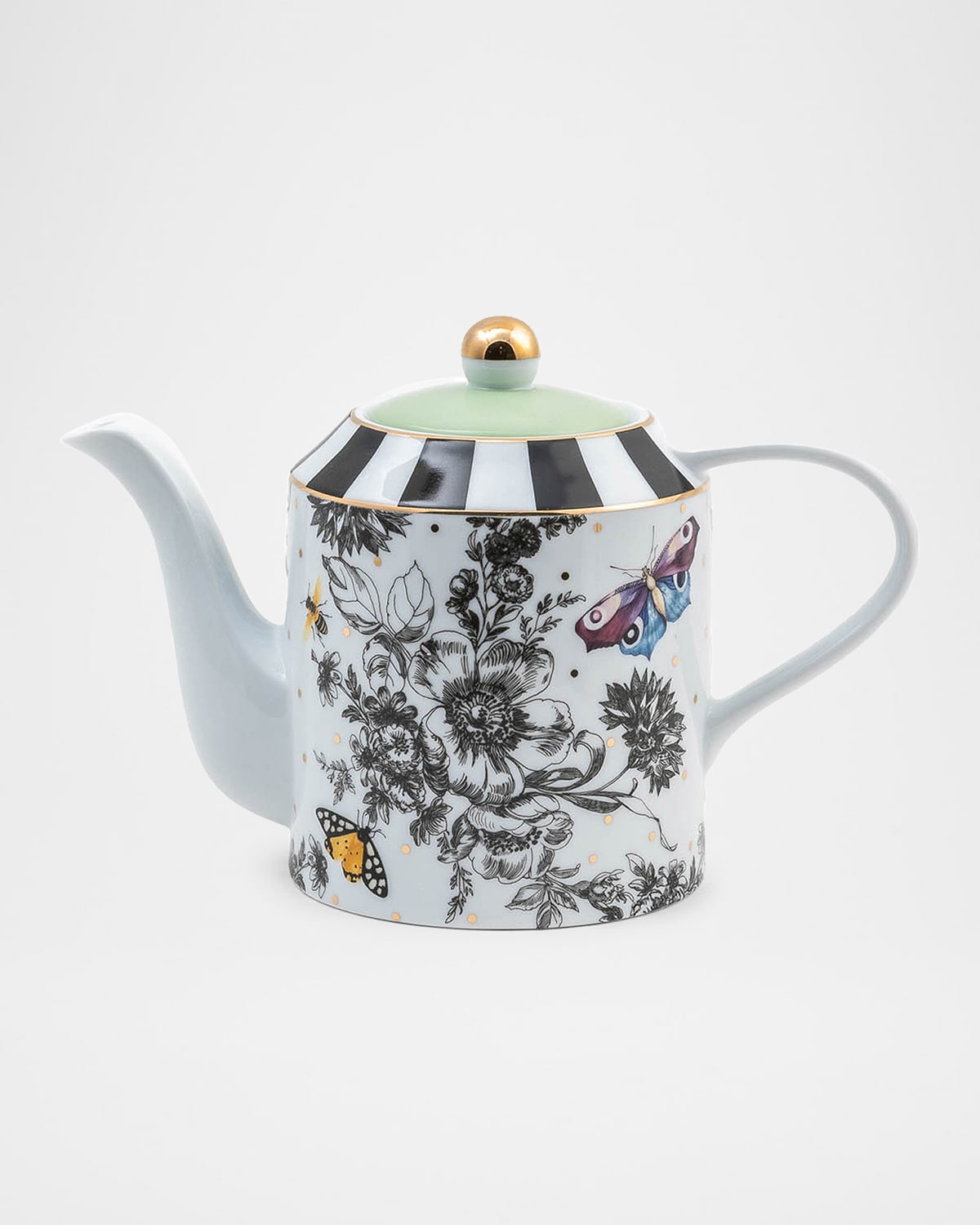 Mackenzie-childs Butterfly Toile Teapot In Black