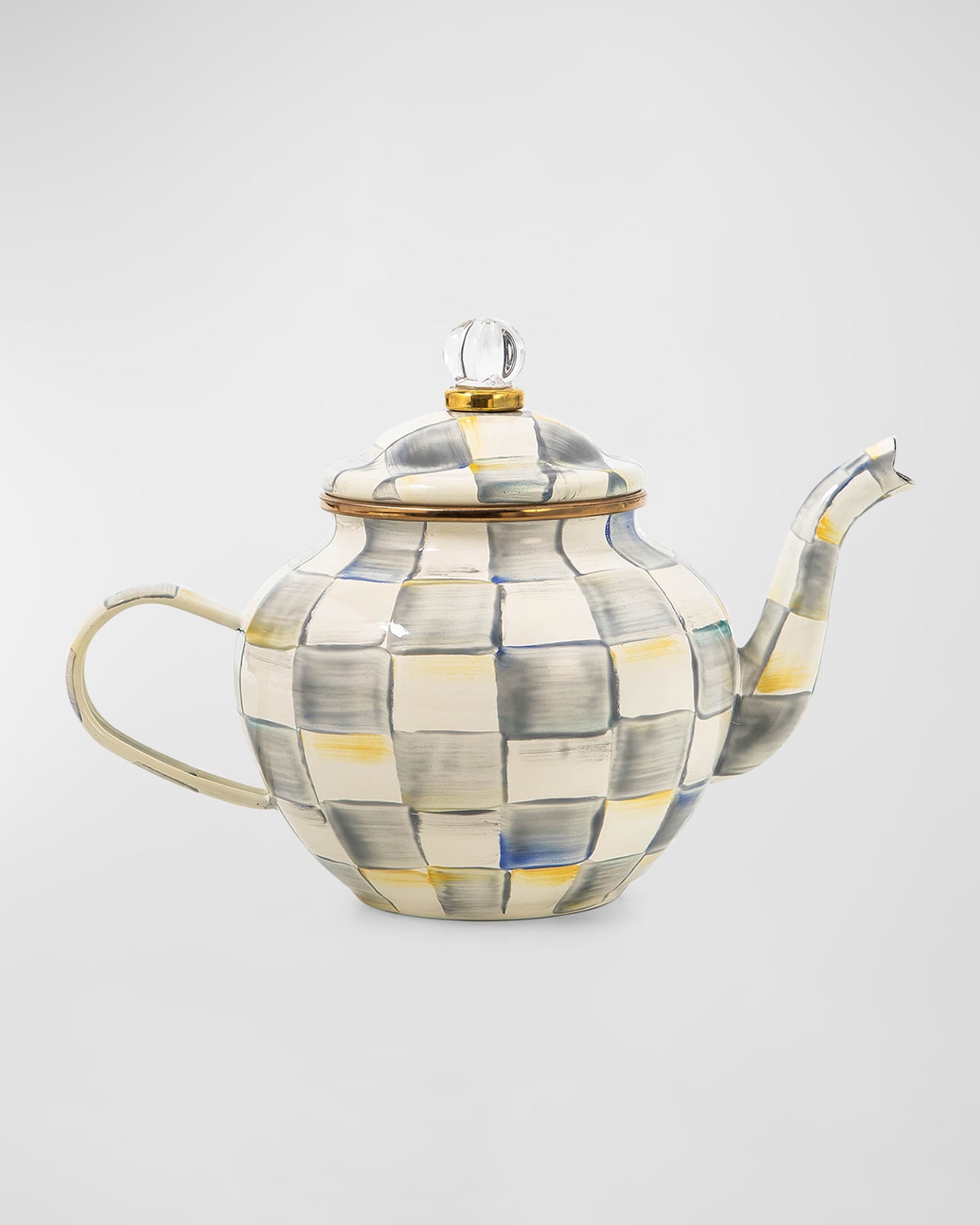 Shop Mackenzie-childs 32 Oz. Sterling Check Enamel Teapot