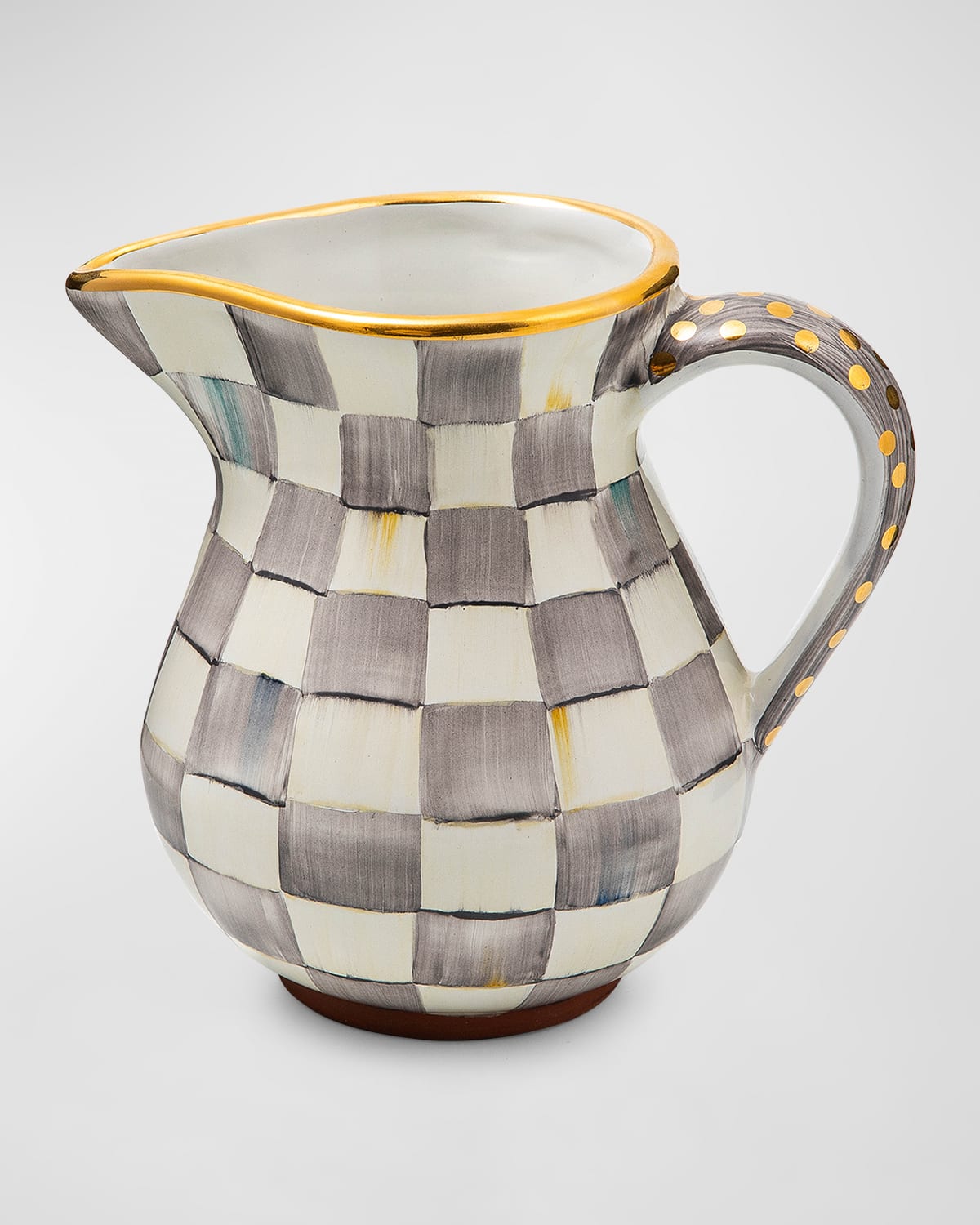 Mackenzie-childs Sterling Check Portly Pitcher, 52 Oz.
