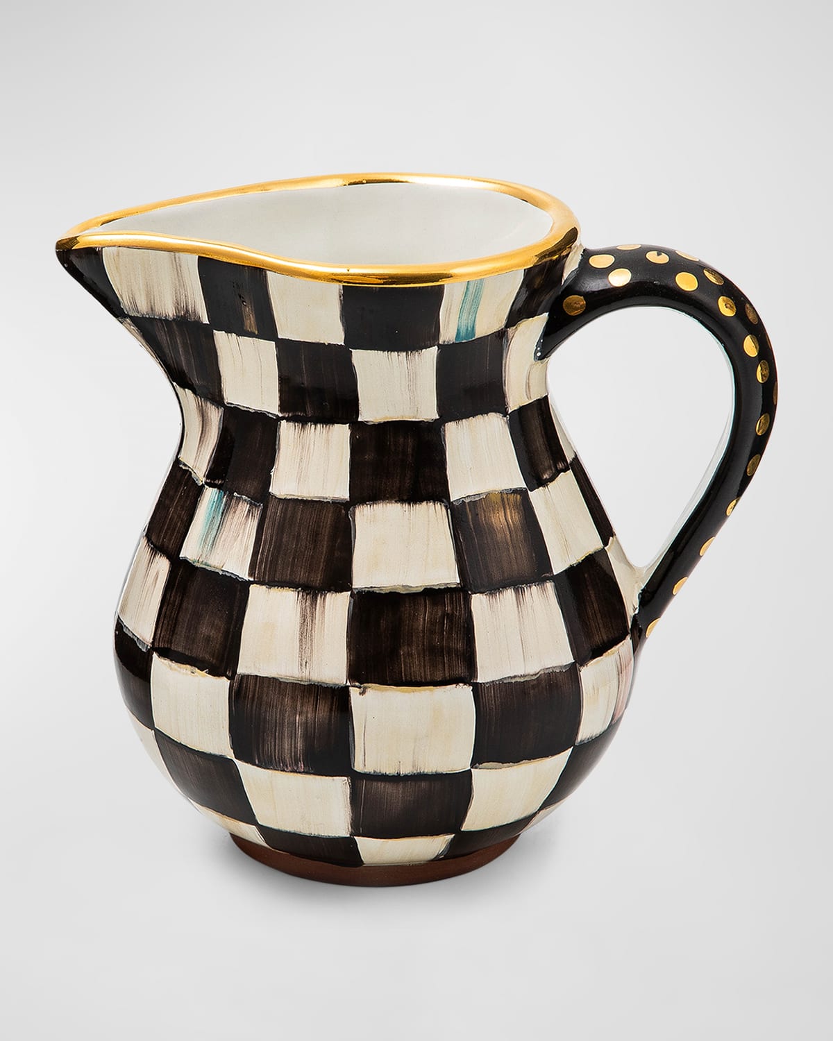 Mackenzie-childs Courtly Check Ceramic Portly Pitcher