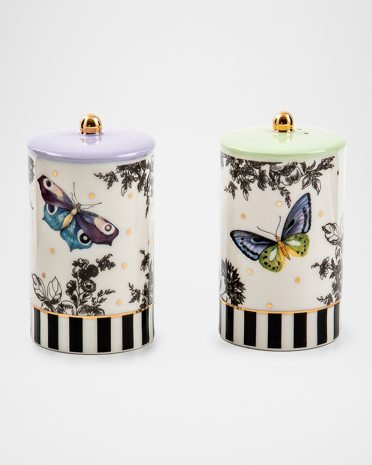 Mackenzie-childs Butterfly Toile Salt Pepper Set