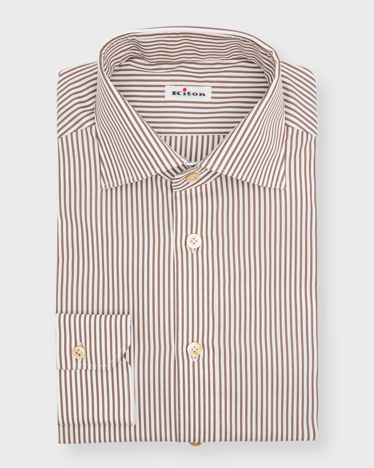 Kiton Men's Cotton Stripe Sport Shirt In Brown