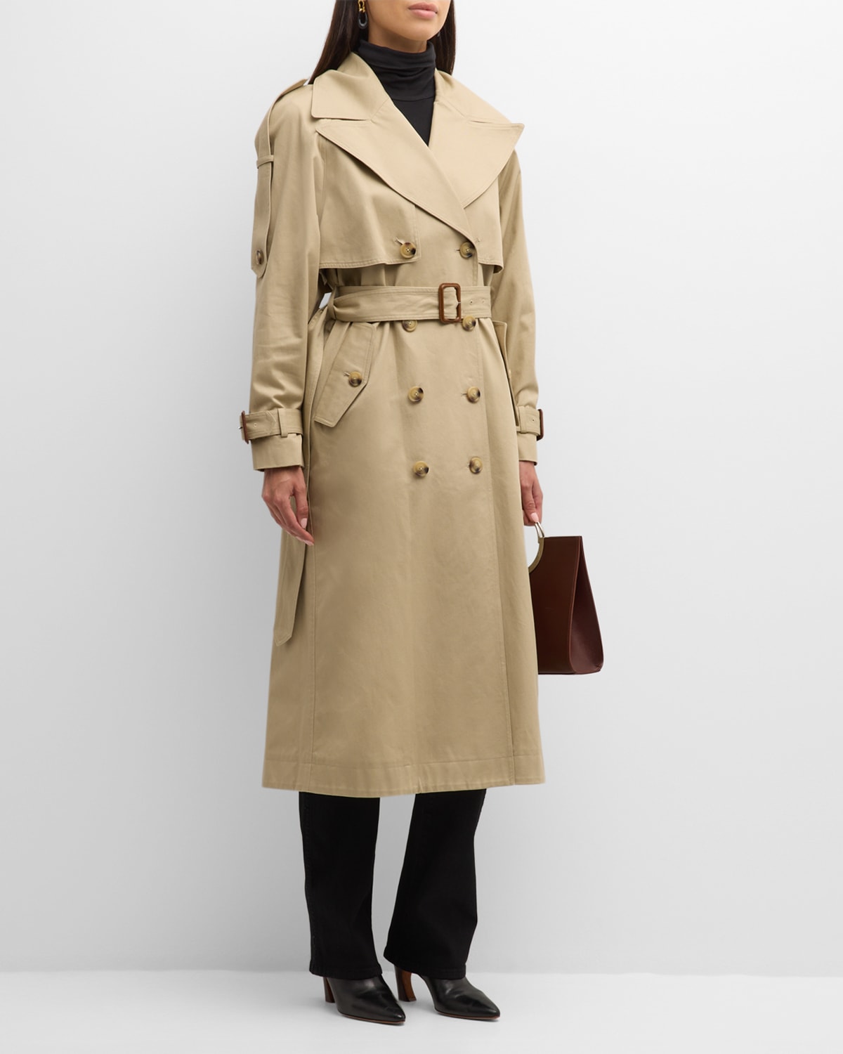 Cambre Belted Double-Breasted Trench Coat
