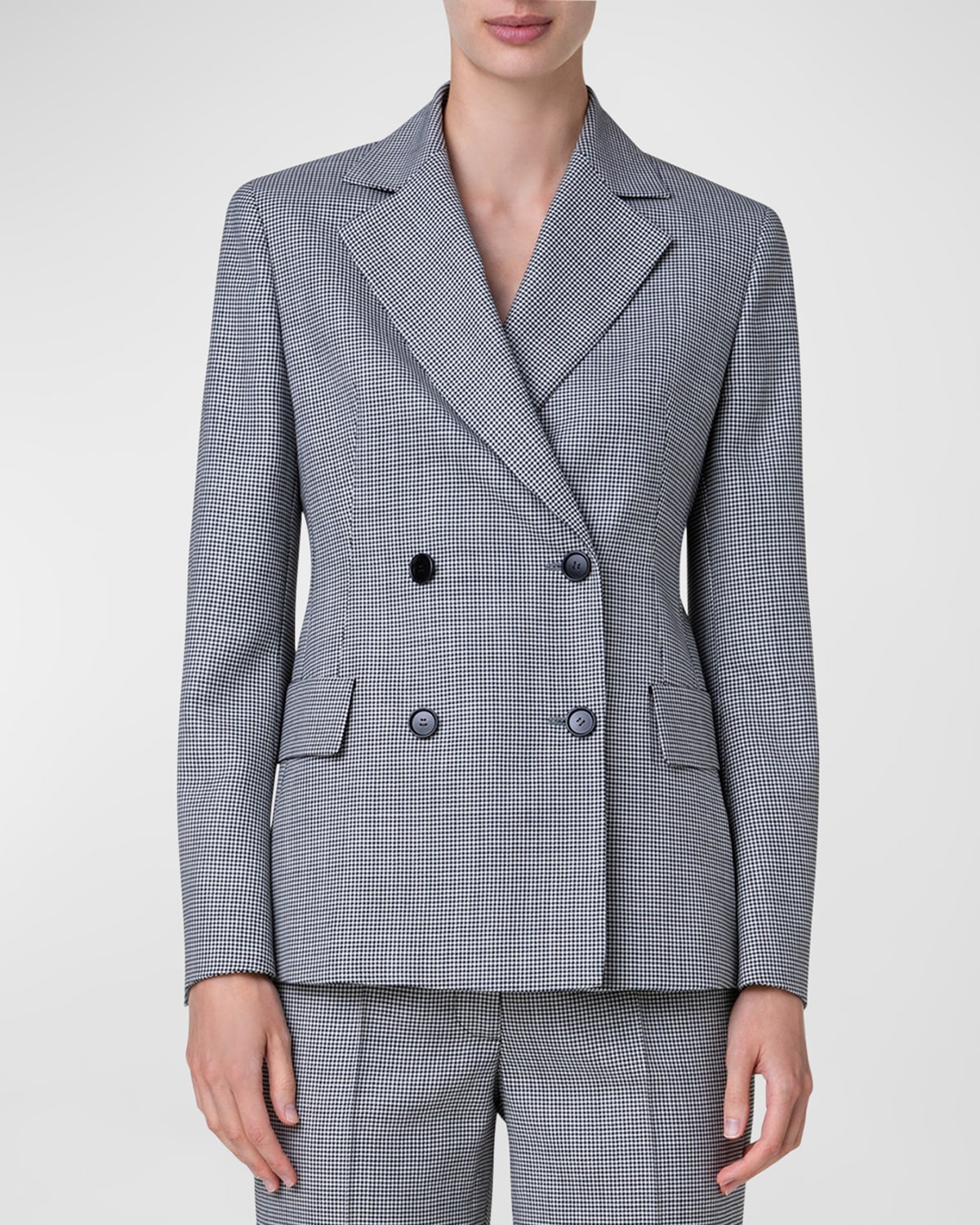 Marvin Micro Houndstooth Double-Breasted Blazer