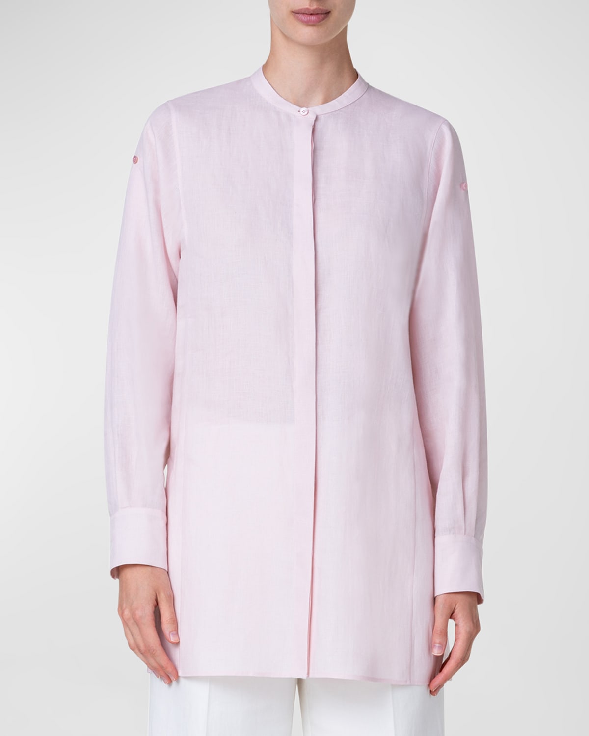Akris Linen Tunic Shirt In Pink