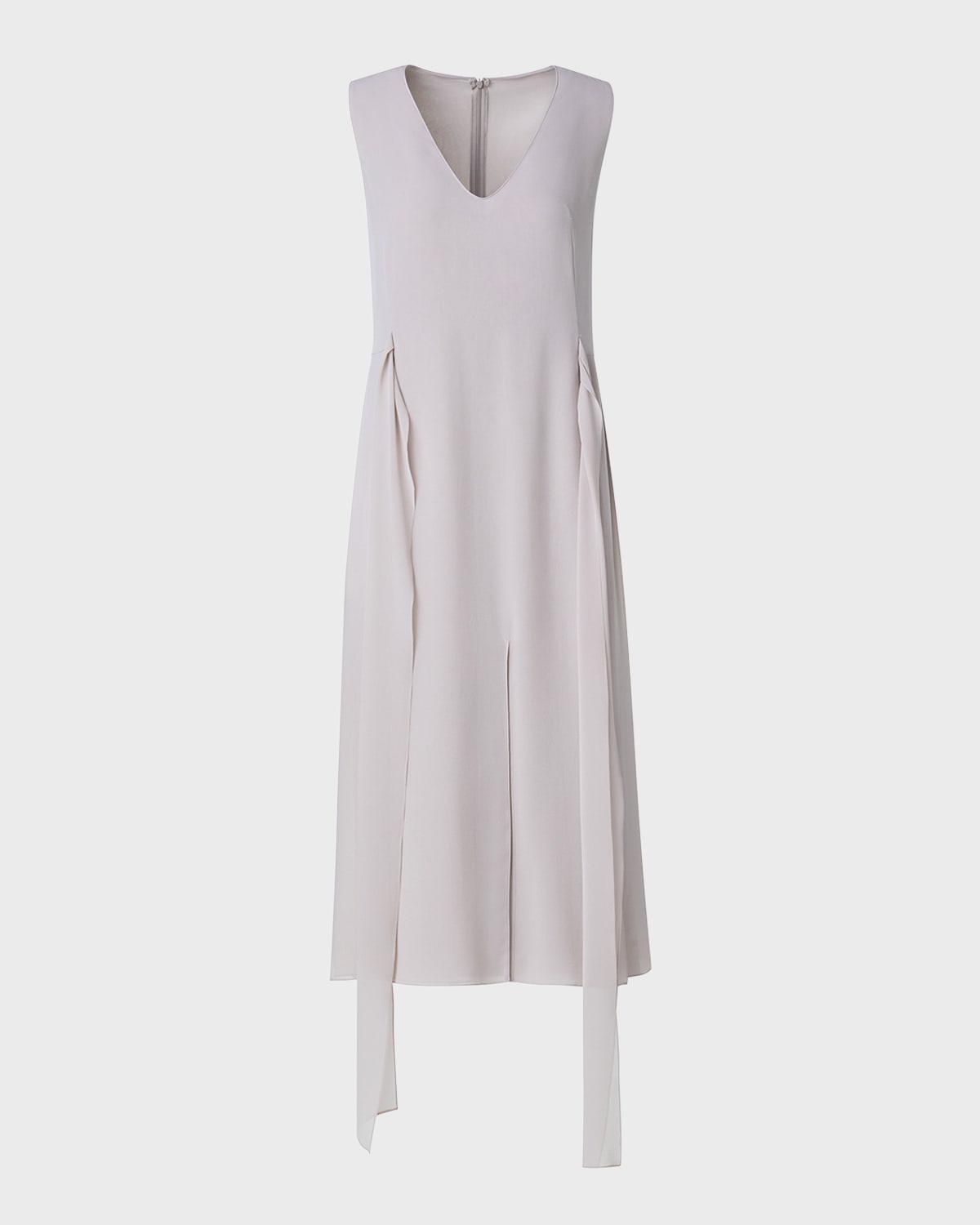 Akris Square-embroidered Midi Dress In Greige