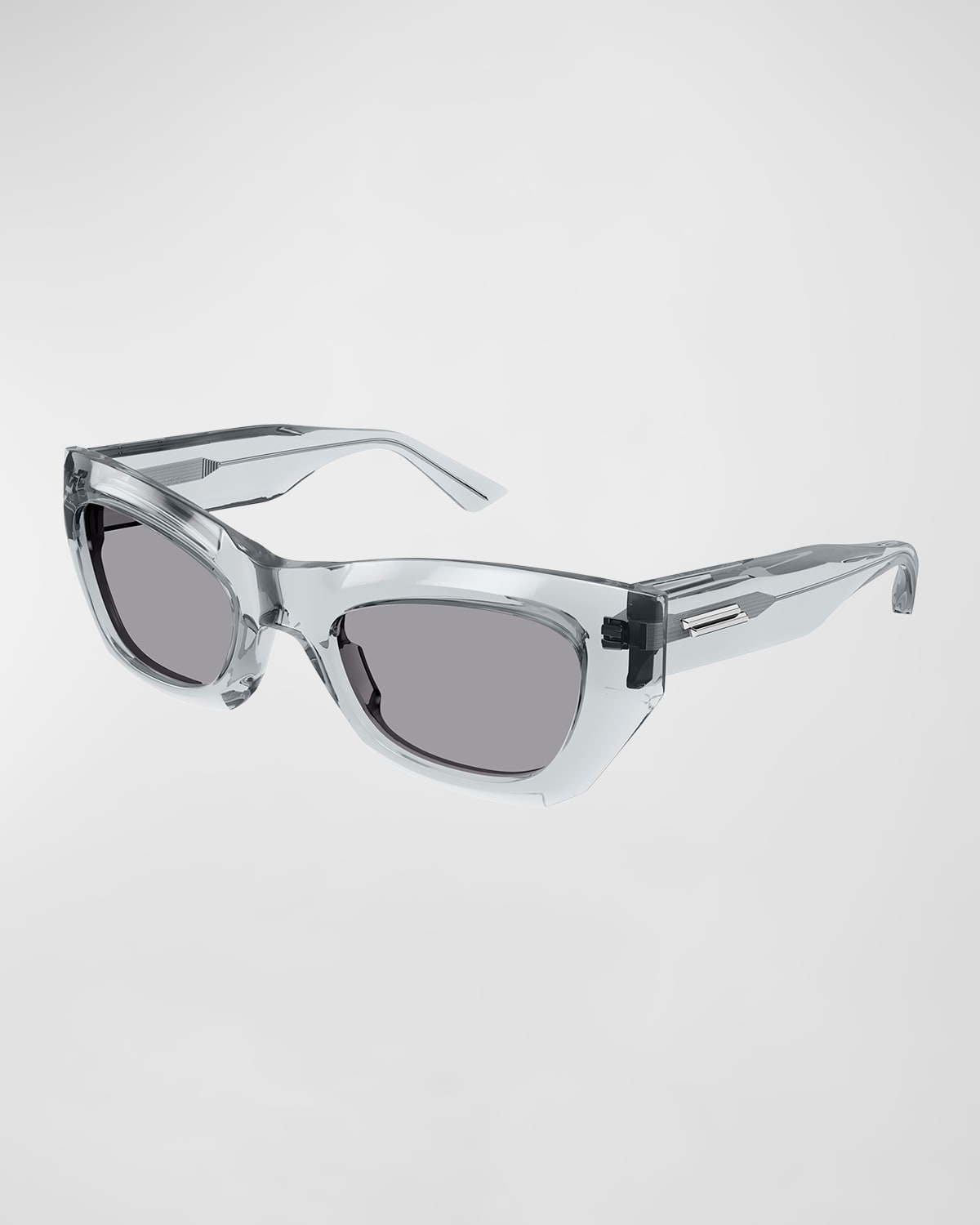Bottega Veneta Transparent Acetate Rectangle Sunglasses In Grey