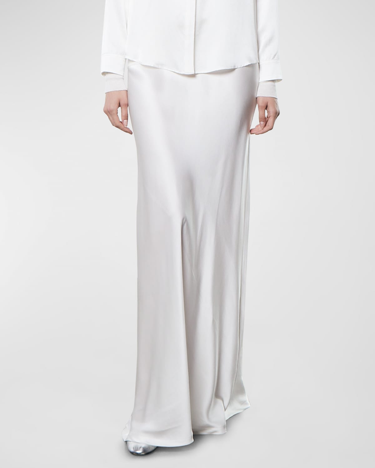 Enza Costa Silk Maxi Skirt In Off White