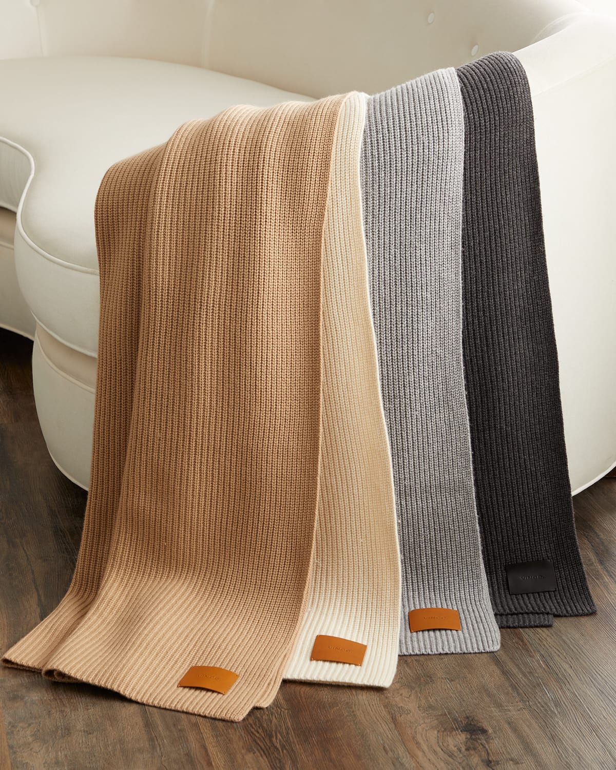 Vince Shaker Stitch Throw Blanket In Multi