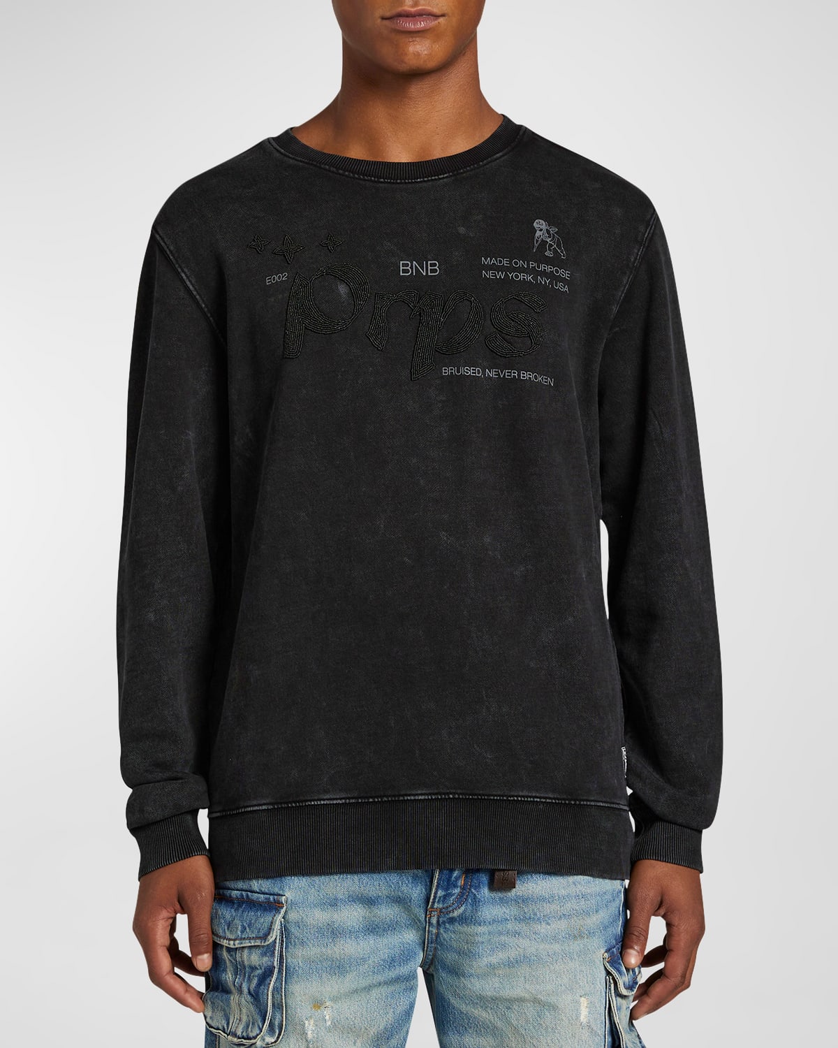 Prps Men's Parkade Acid-washed Graphic Sweatshirt In Black Acid