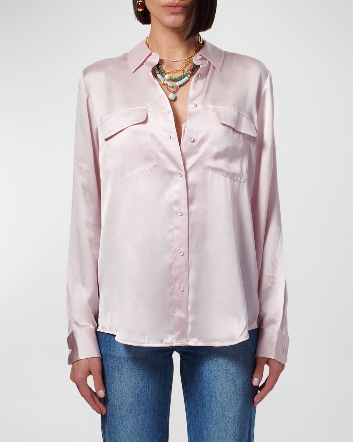 Cami NYC Rachelle Silk Charmeuse Button-Front Shirt
